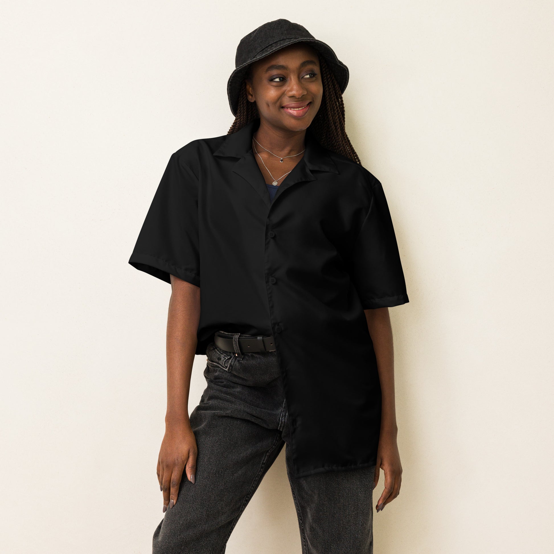 iSAW Black Unisex Button Shirt - iSAW Company