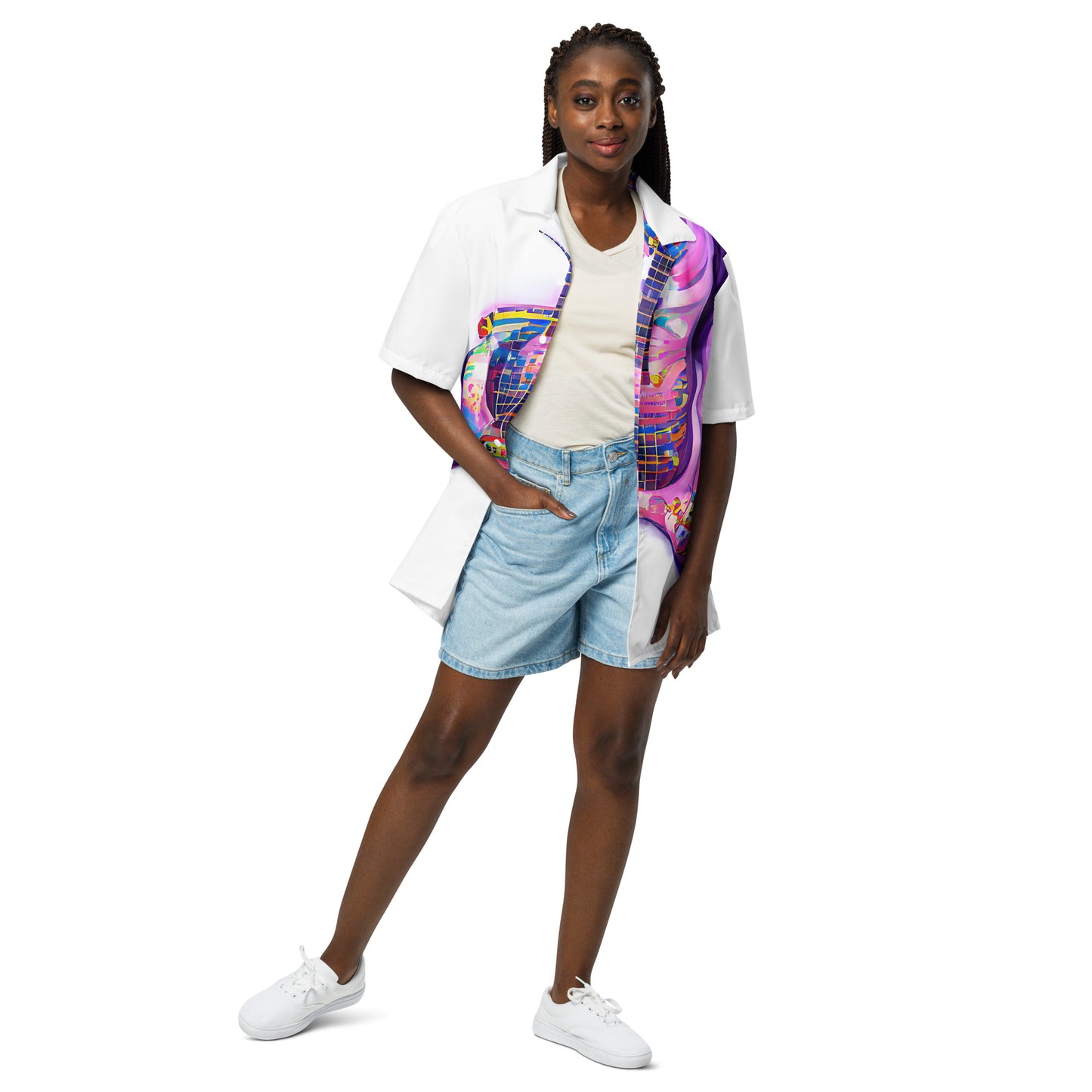 Hippie Guitar - Womens Button Shirt - iSAW Company