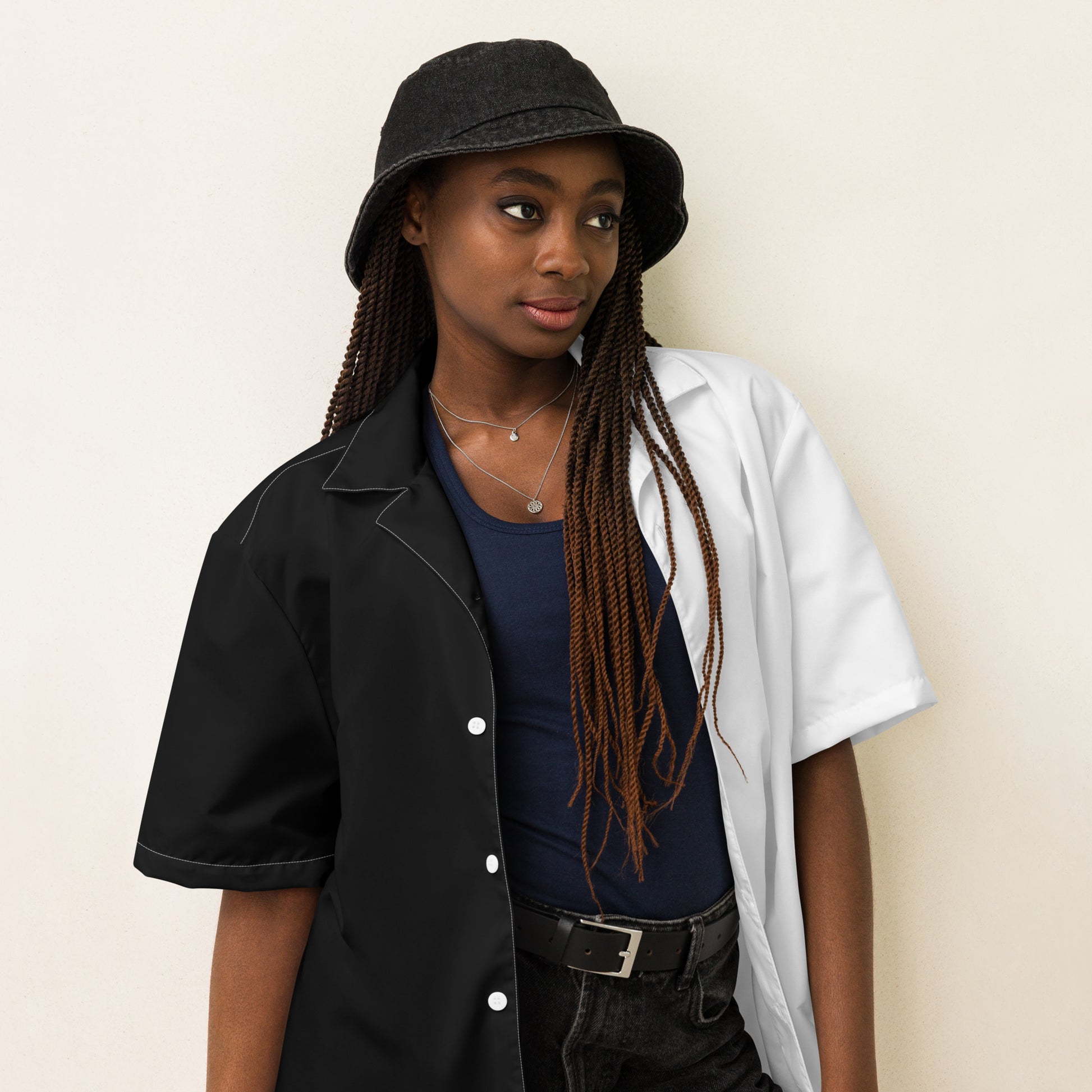 Half Black Half White - Unisex Button Shirt - iSAW Company