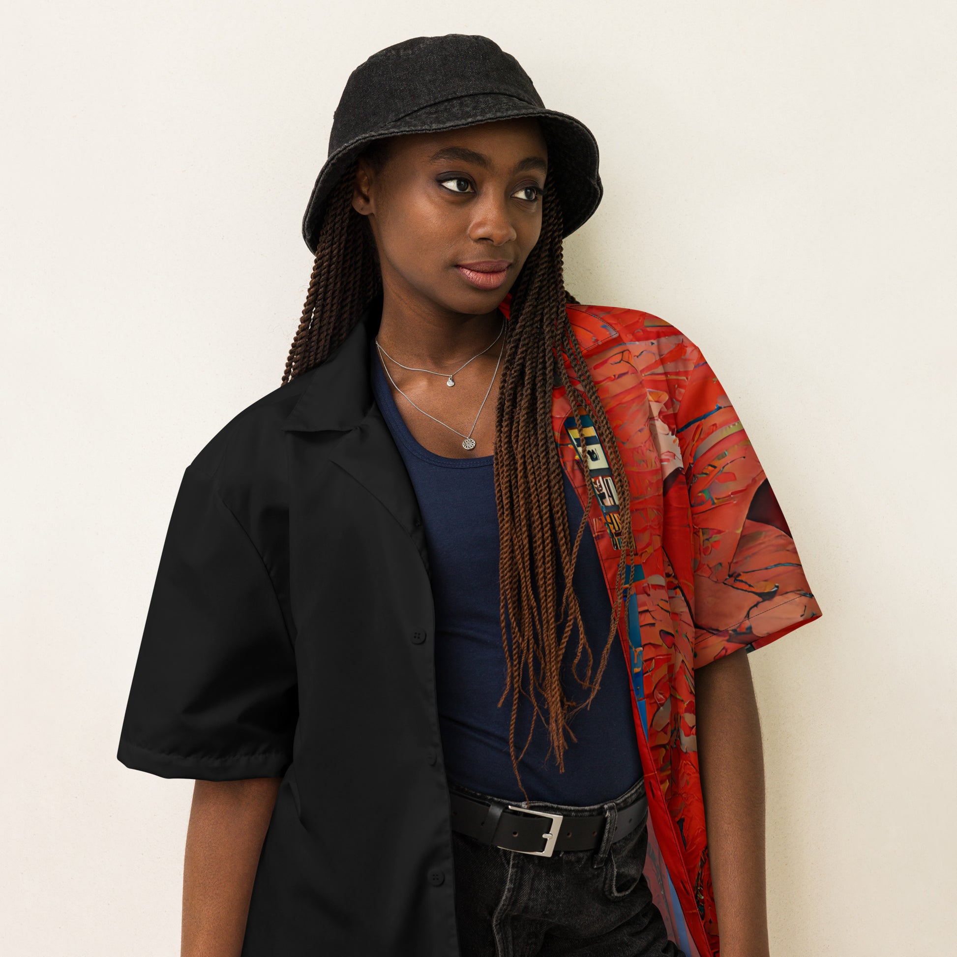 Half Black Half Hónghǎi - Unisex Button Shirt - iSAW Company