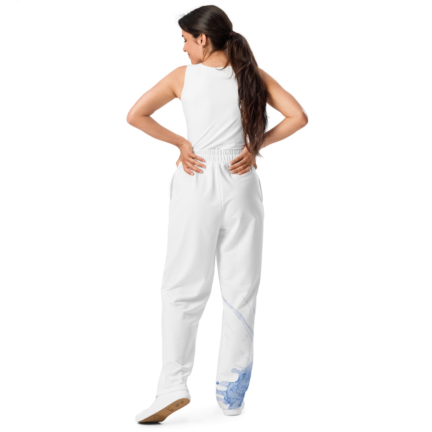 Watercolour Blue Splash - Unisex Wide - Leg Joggers - iSAW Company