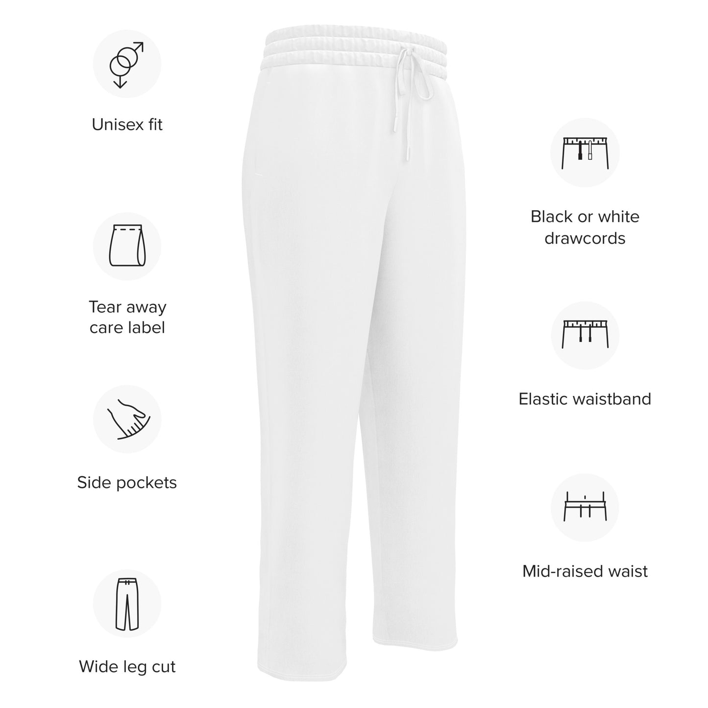 iSAW Unisex White Wide - Leg Joggers - iSAW Company