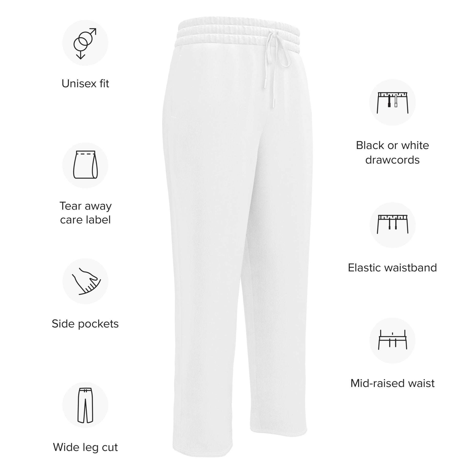 iSAW Unisex White Wide - Leg Joggers - iSAW Company