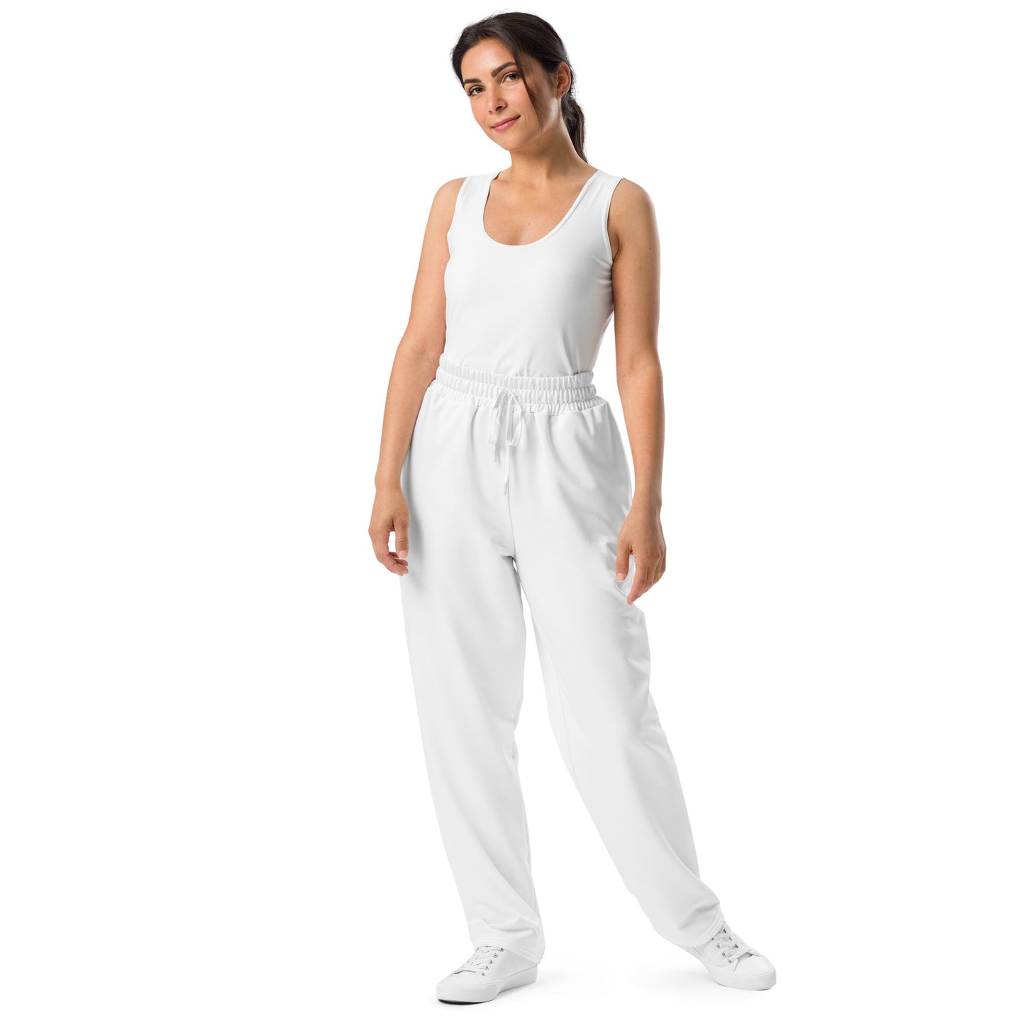 iSAW Unisex White Wide - Leg Joggers - iSAW Company