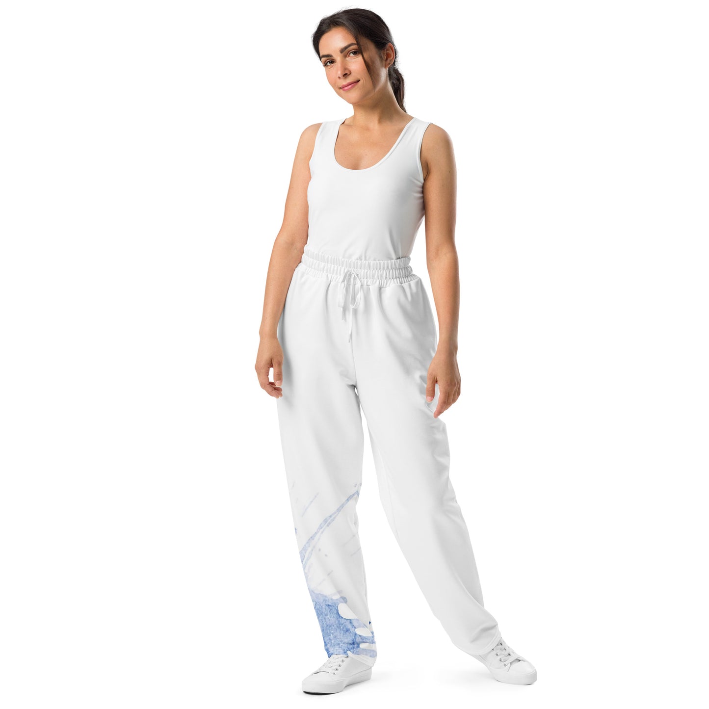 Watercolour Blue Splash - Unisex Wide - Leg Joggers - iSAW Company