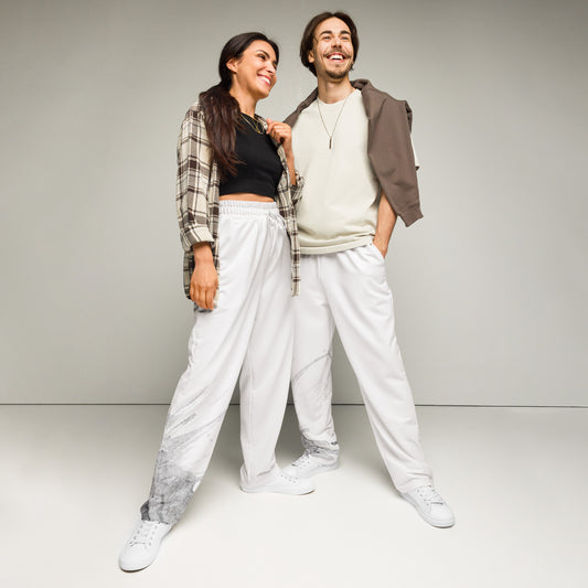 Watercolour Grey Splash - Unisex Wide - Leg Joggers - iSAW Company