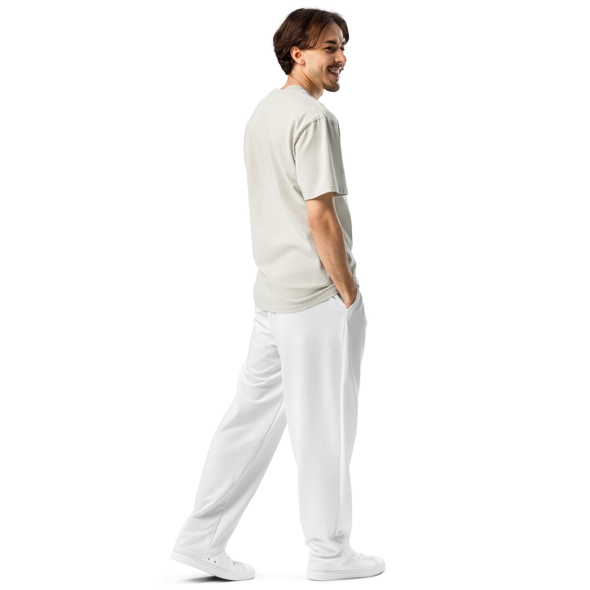 iSAW Unisex White Wide - Leg Joggers - iSAW Company