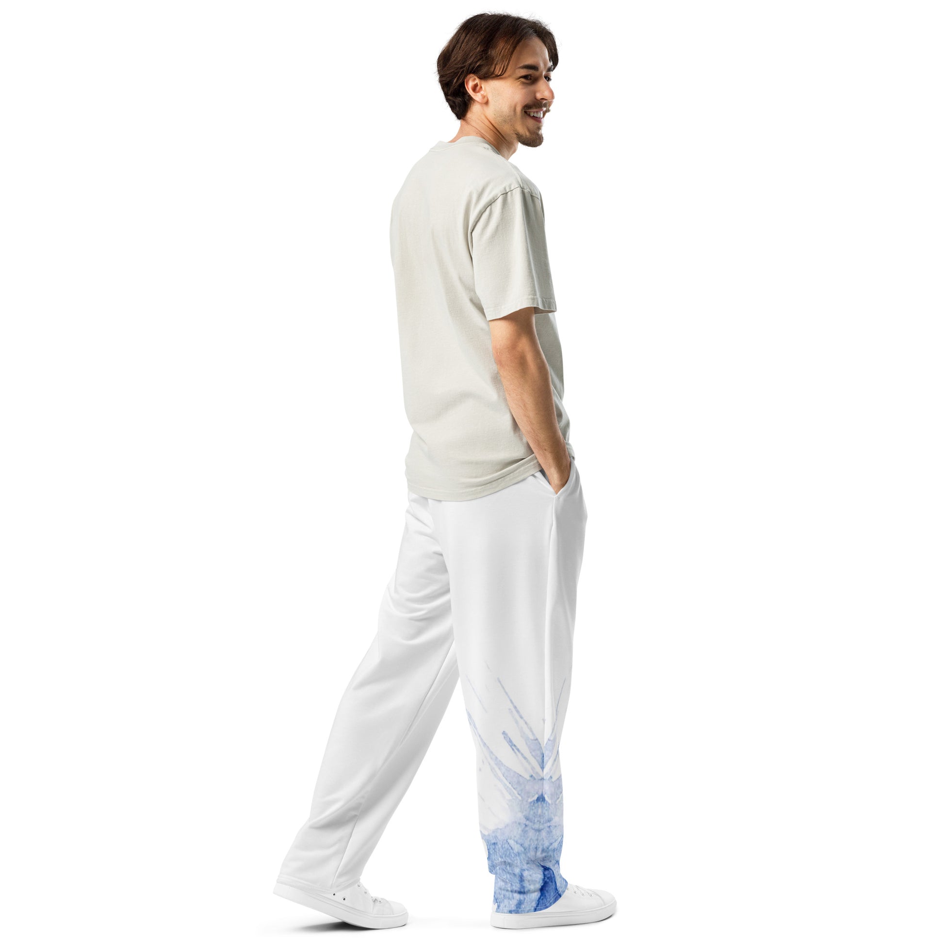 Watercolour Blue Splash - Unisex Wide - Leg Joggers - iSAW Company