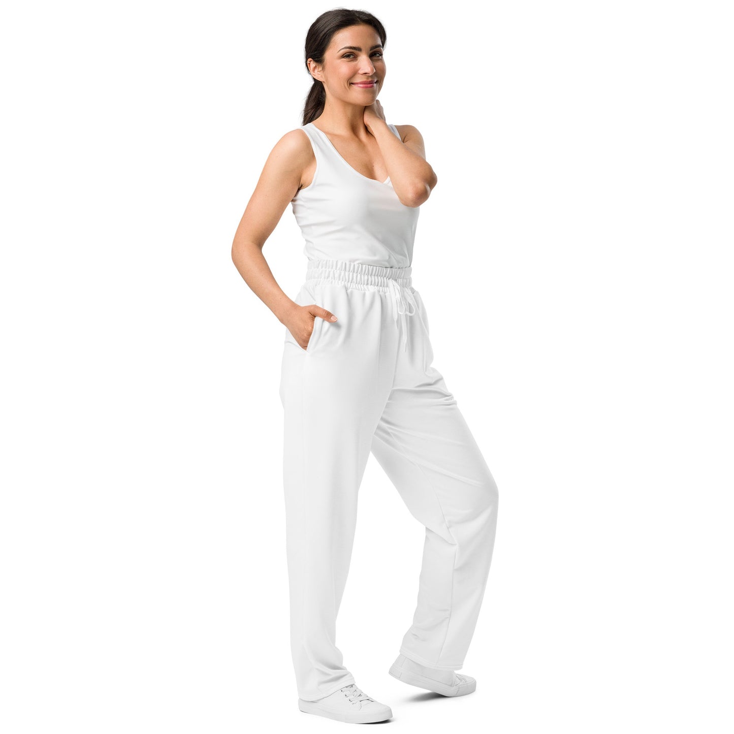 iSAW Unisex White Wide - Leg Joggers - iSAW Company