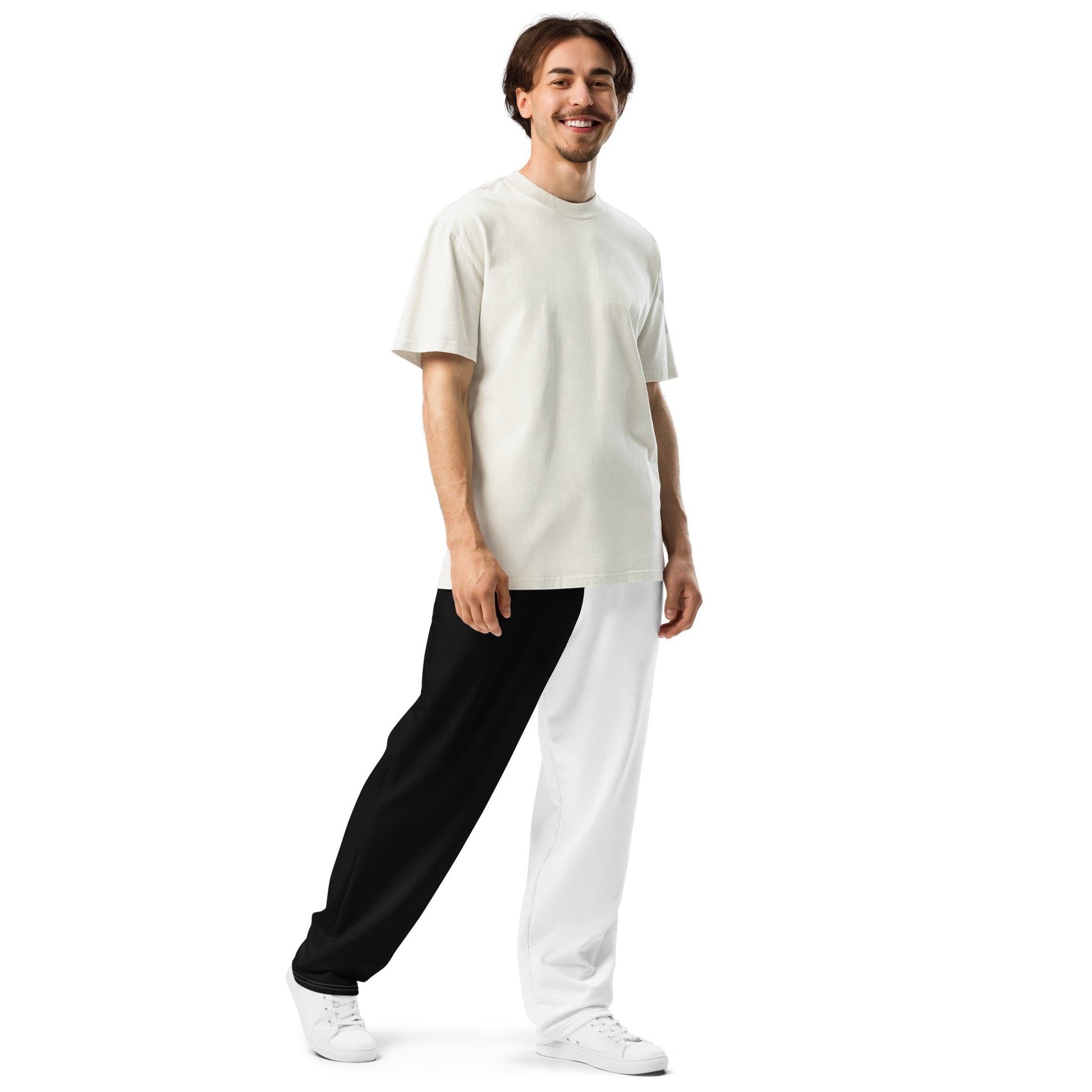 Half Black Half White - Unisex Wide - Leg Joggers - iSAW Company