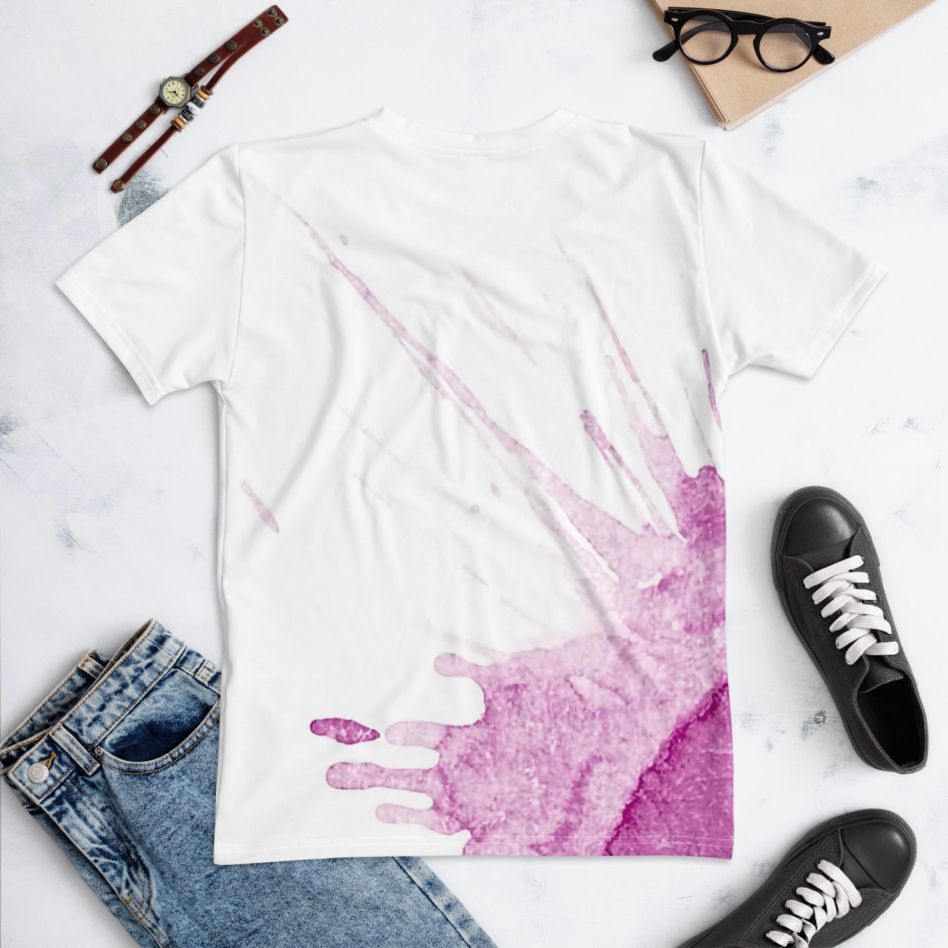 Watercolour Pink Splash - Womens T-Shirt - iSAW Company