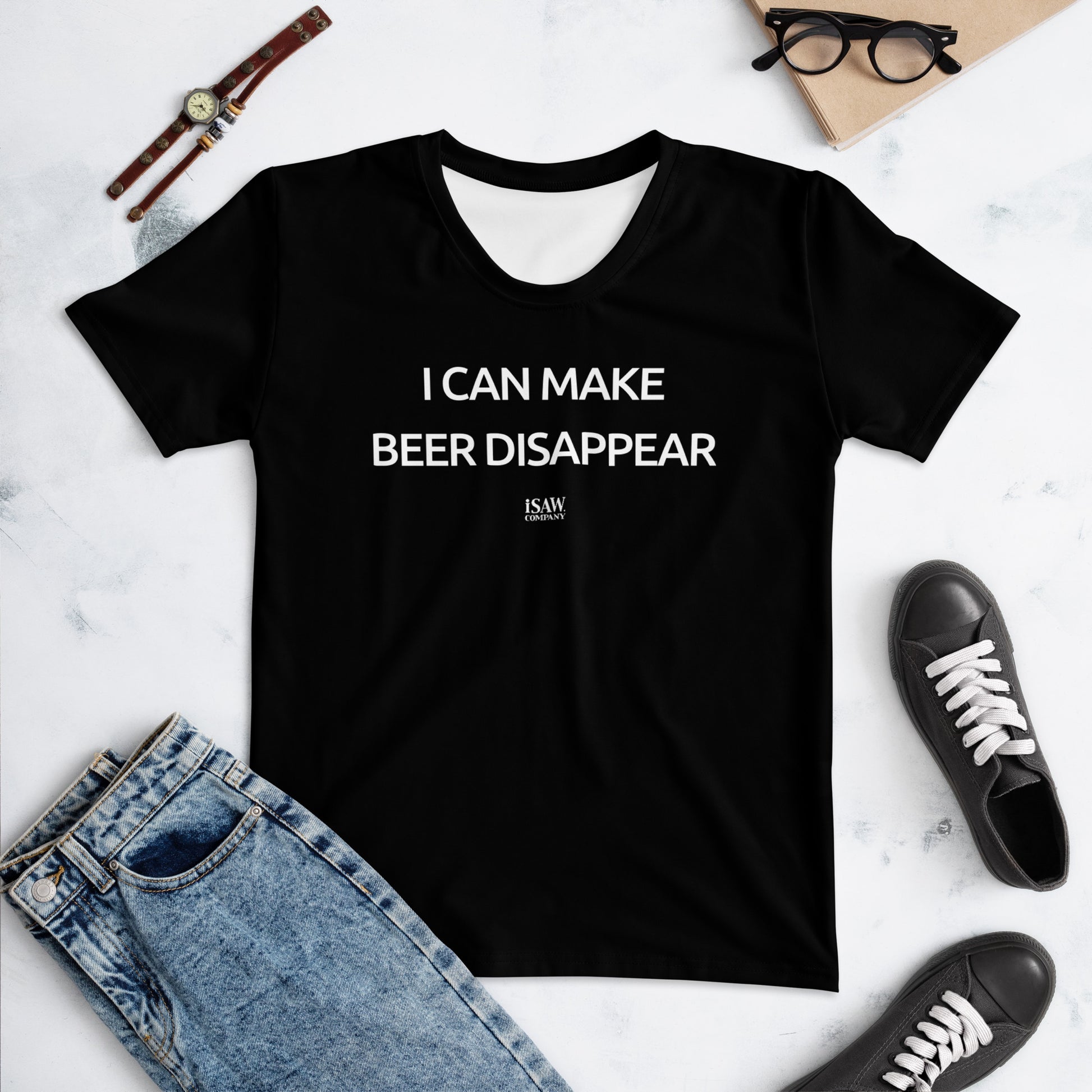 I Can Make Beer Disappear - Womens Black T-Shirt - iSAW Company