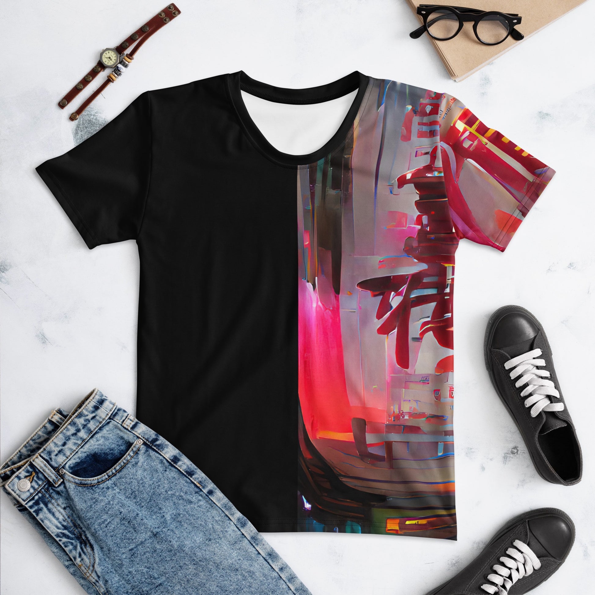Half Black Half Báijiǔ - Womens T-Shirt - iSAW Company