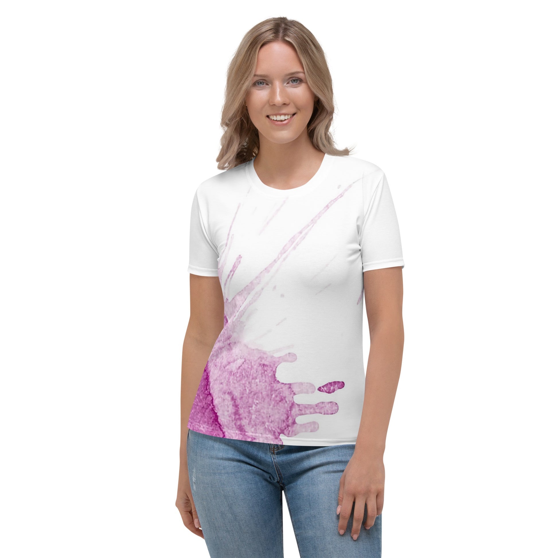 Watercolour Pink Splash - Womens T-Shirt - iSAW Company