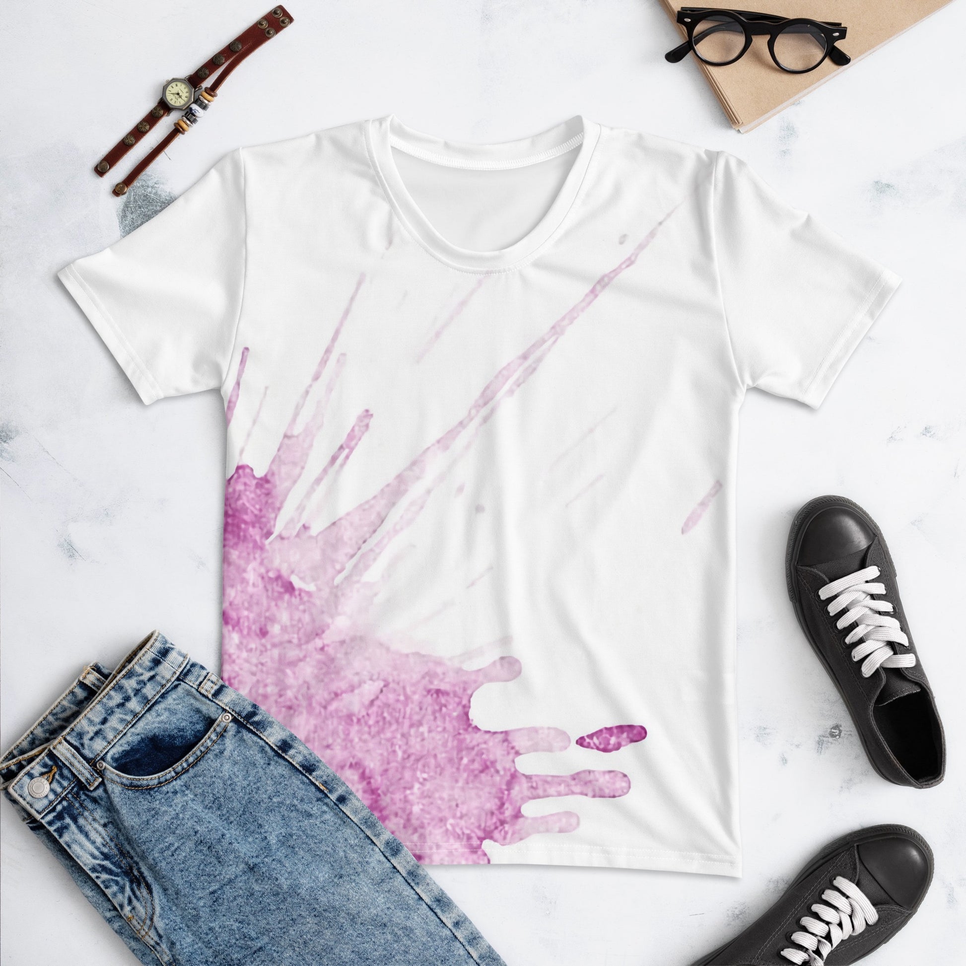 Watercolour Pink Splash - Womens T-Shirt - iSAW Company