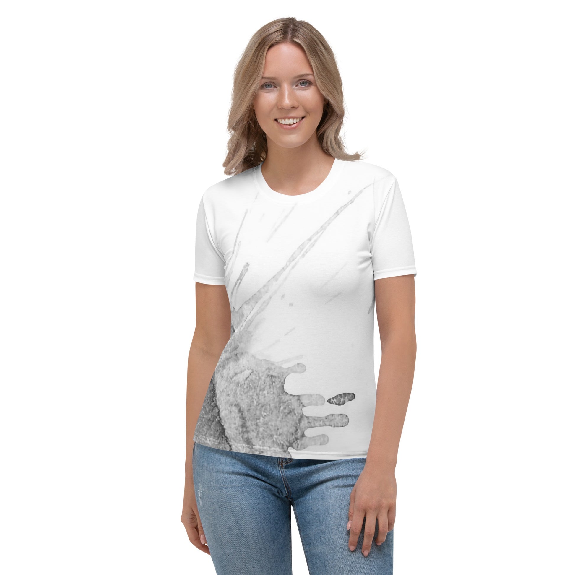 Watercolour Grey Splash - Womens T-Shirt - iSAW Company