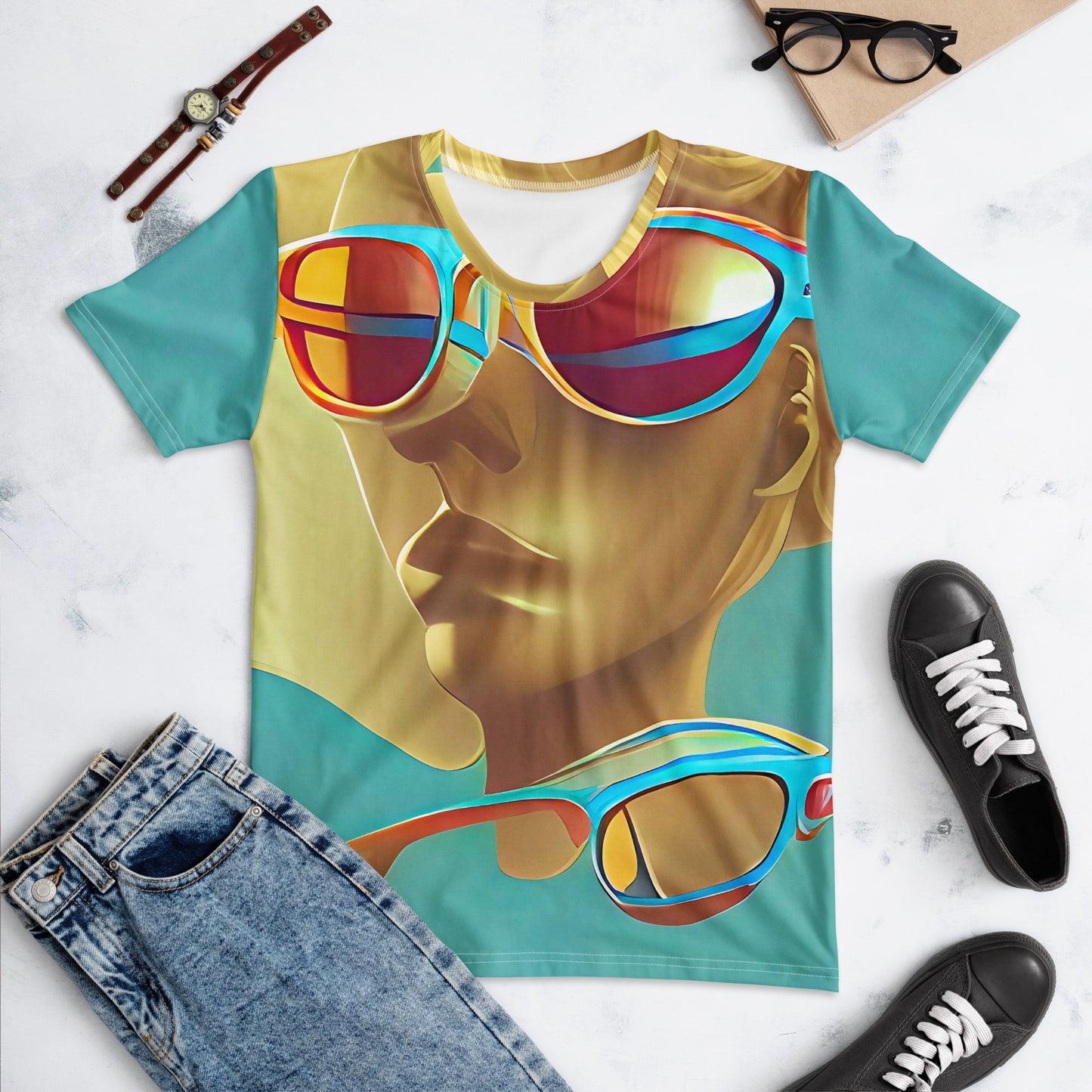 Retro Cool Blue - Womens T-Shirt - iSAW Company
