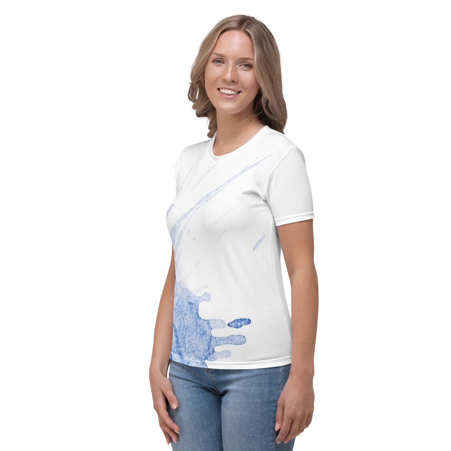 Watercolour Blue Splash - Womens T-Shirt - iSAW Company