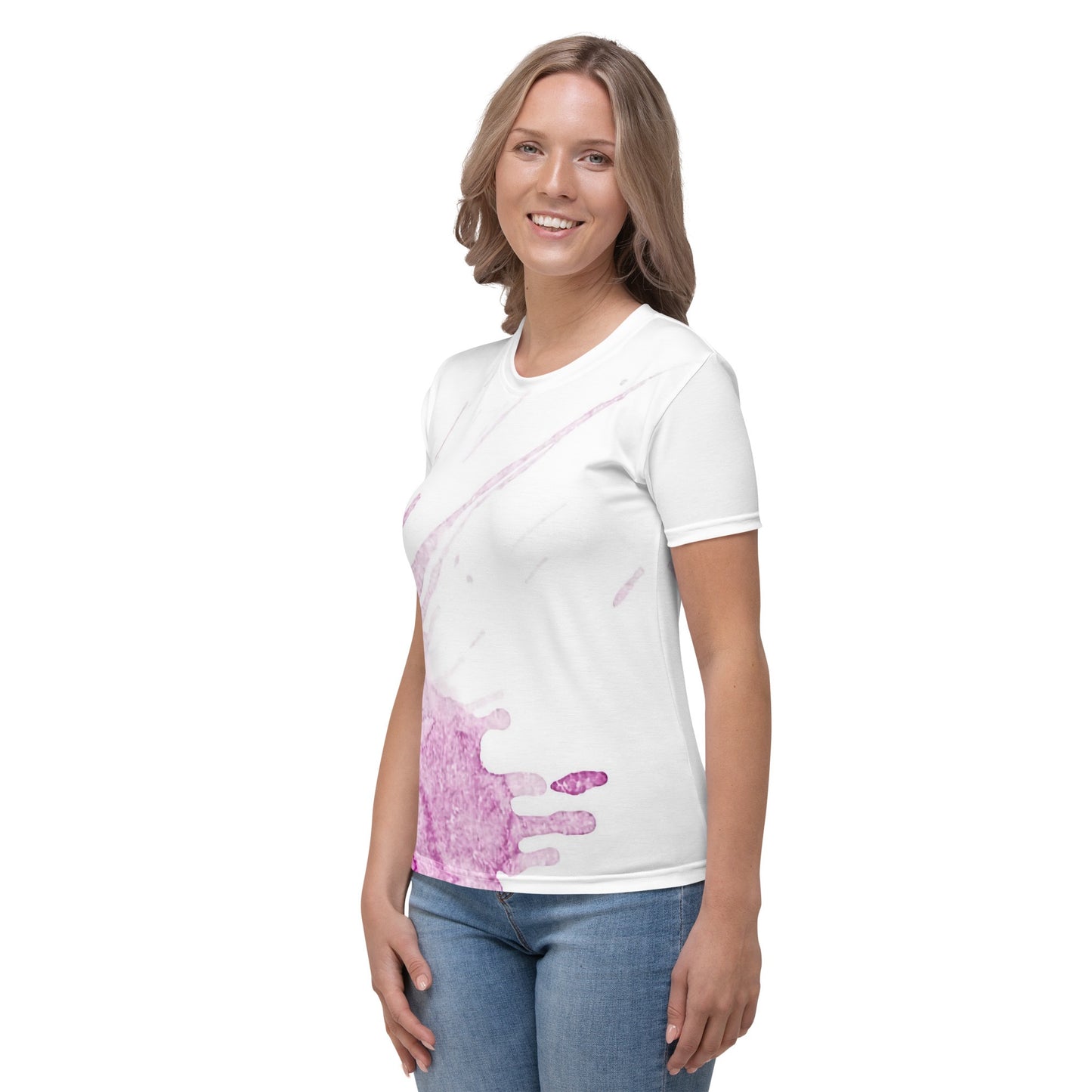 Watercolour Pink Splash - Womens T-Shirt - iSAW Company