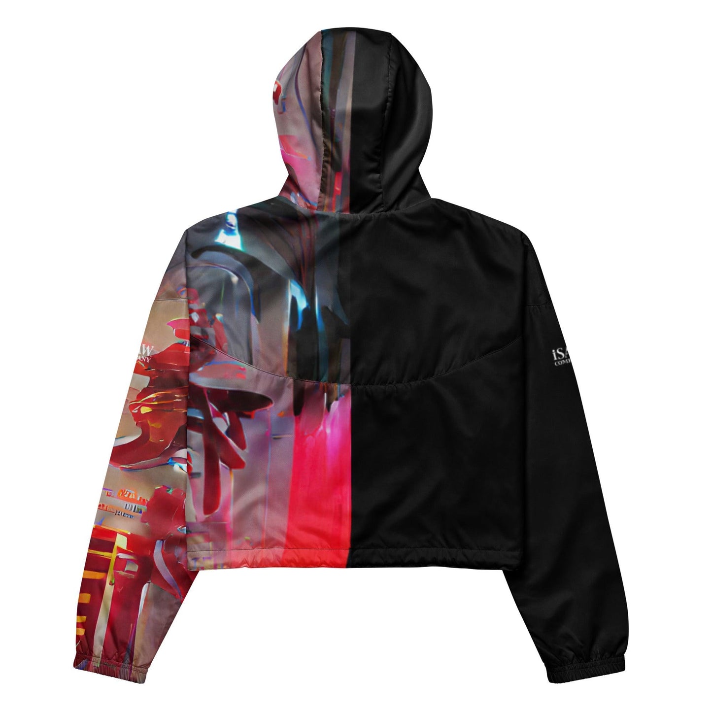 Half Black Half Báijiǔ - Womens Cropped Windbreaker - iSAW Company