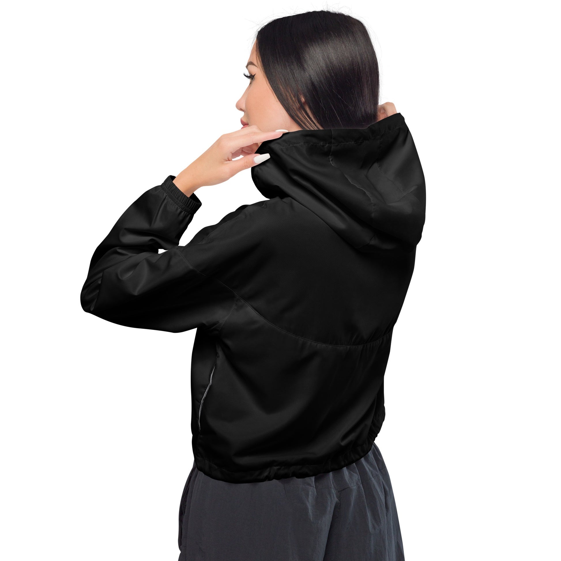 iSAW Womens Black Cropped Windbreaker - iSAW Company