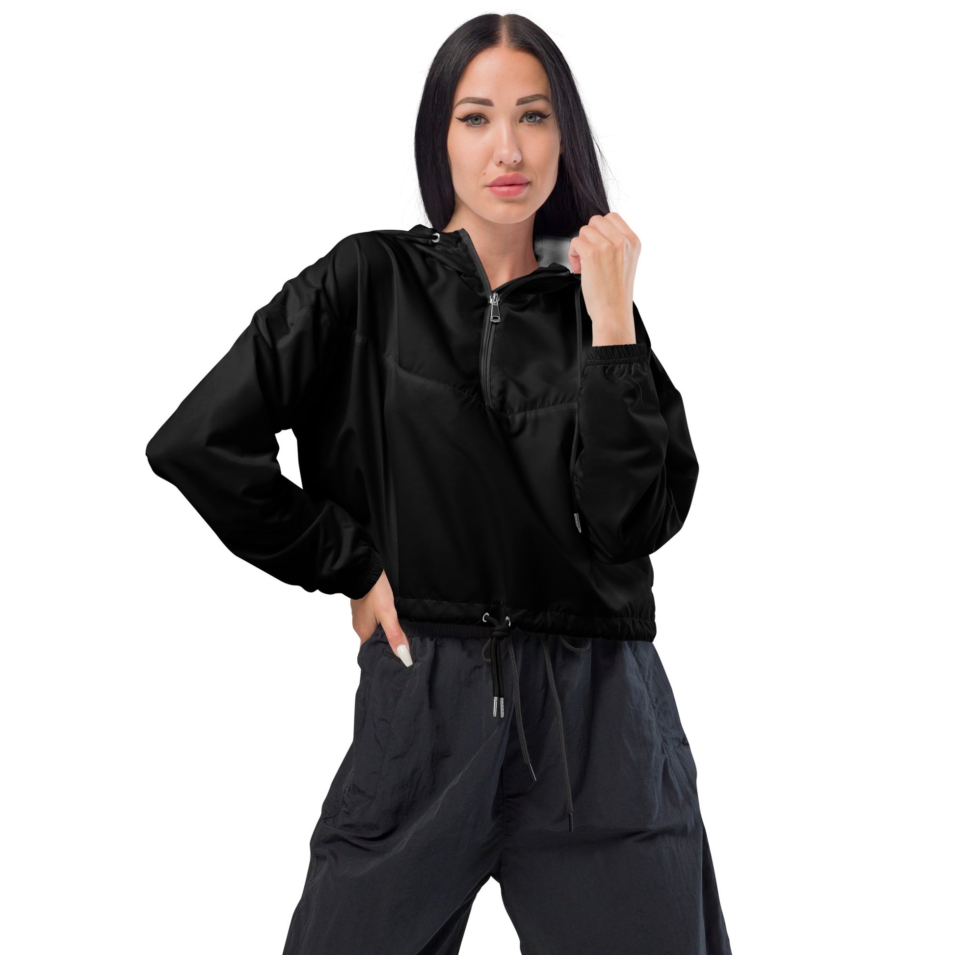 iSAW Womens Black Cropped Windbreaker - iSAW Company