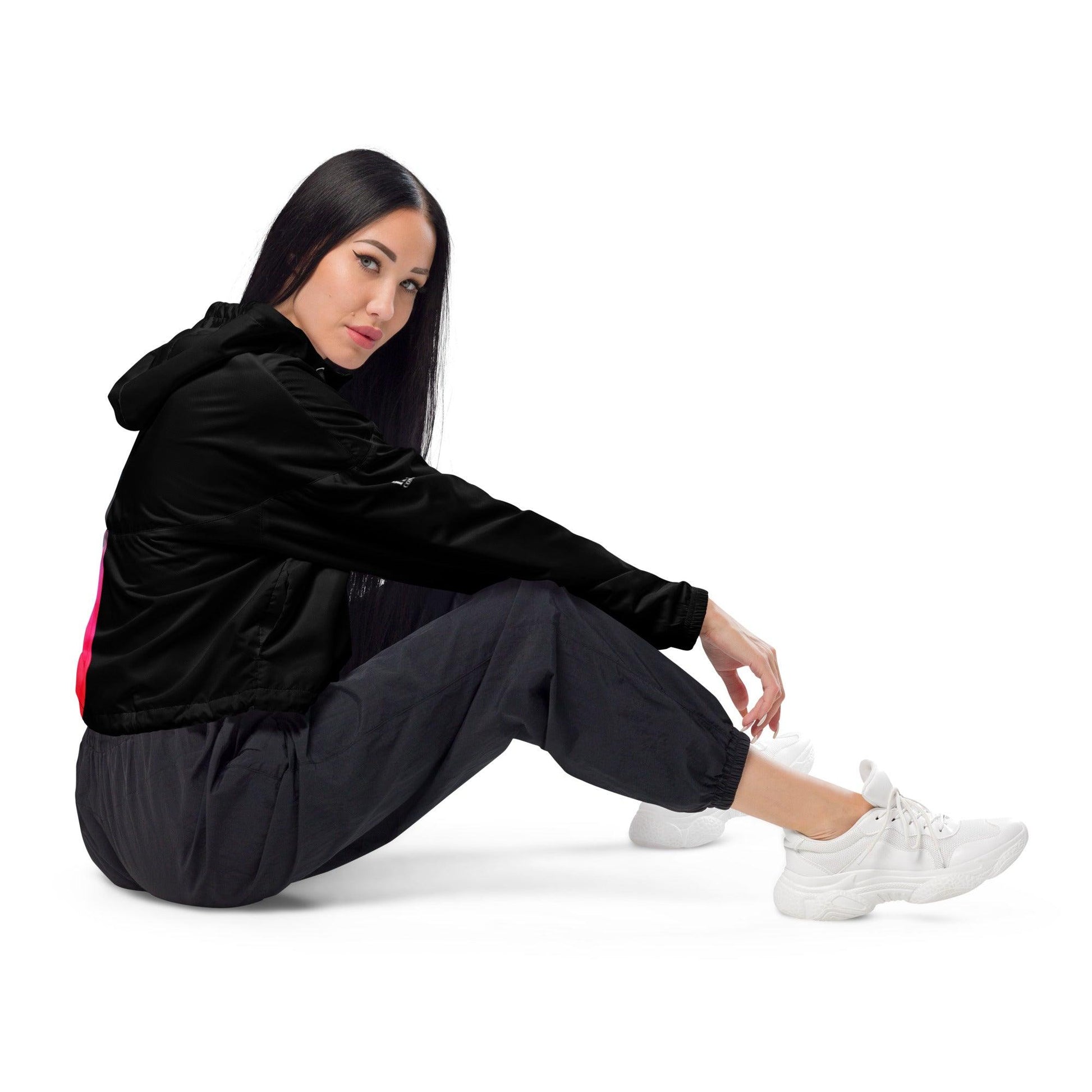 Half Black Half Báijiǔ - Womens Cropped Windbreaker - iSAW Company