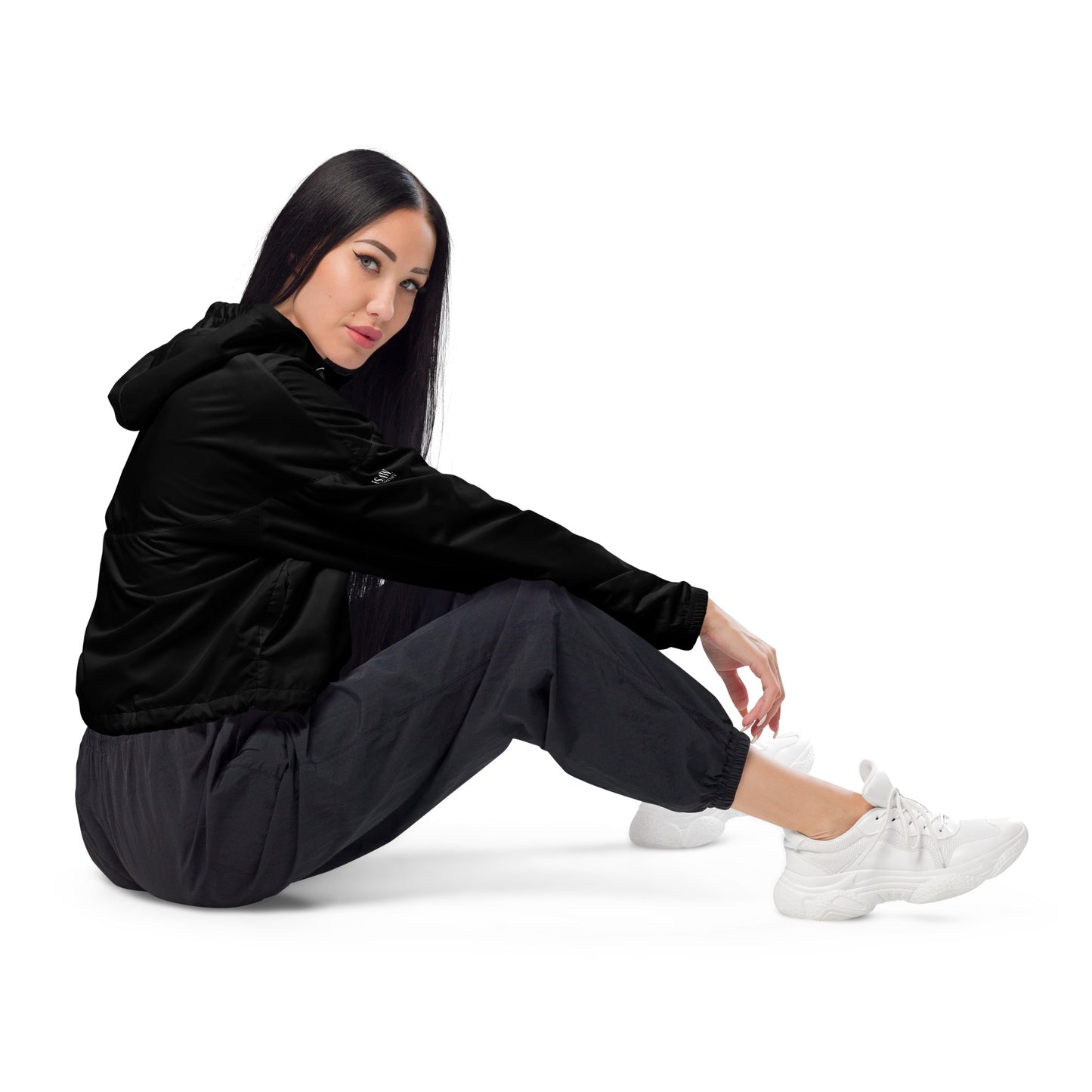 iSAW Womens Black Cropped Windbreaker - iSAW Company