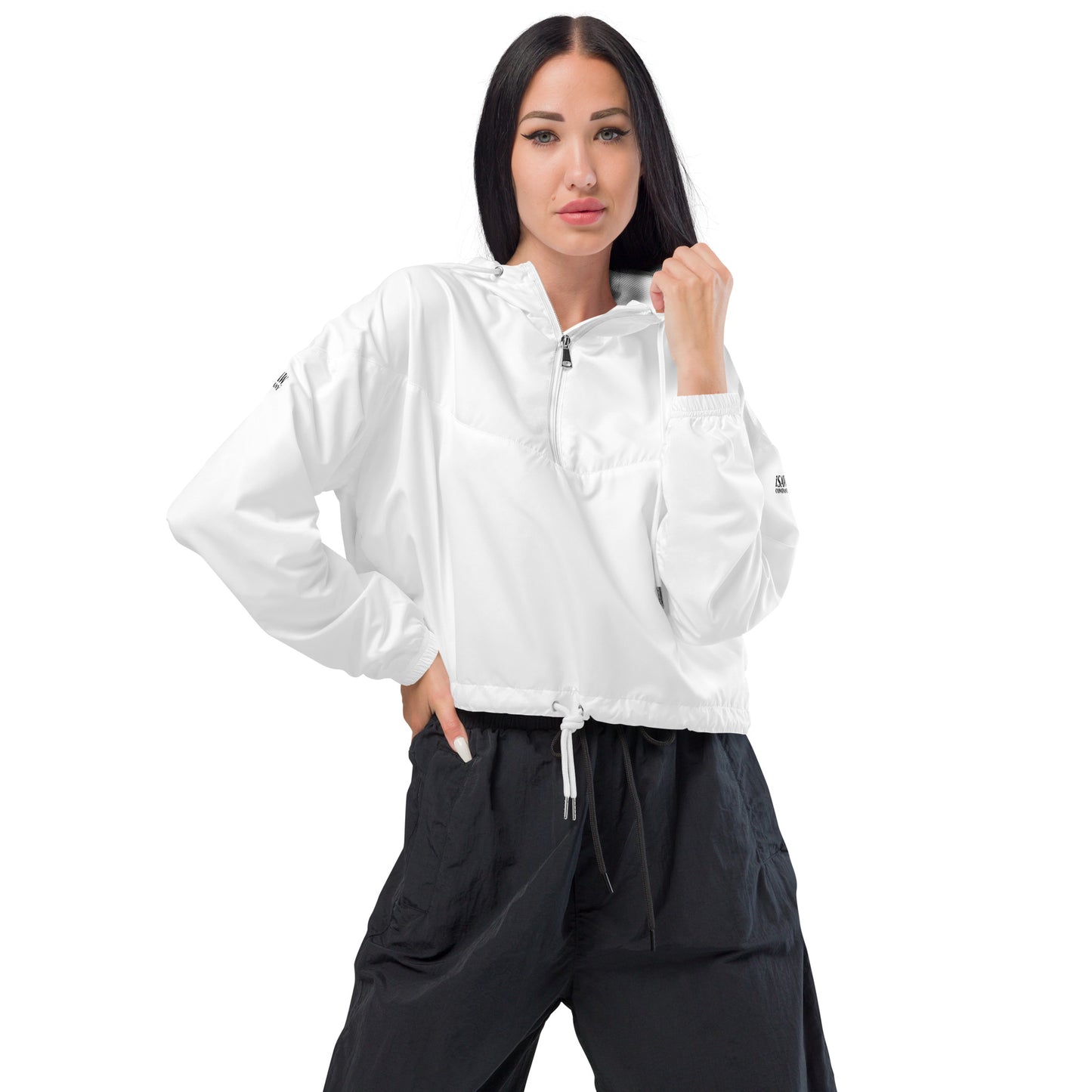 iSAW Womens White Cropped Windbreaker - iSAW Company