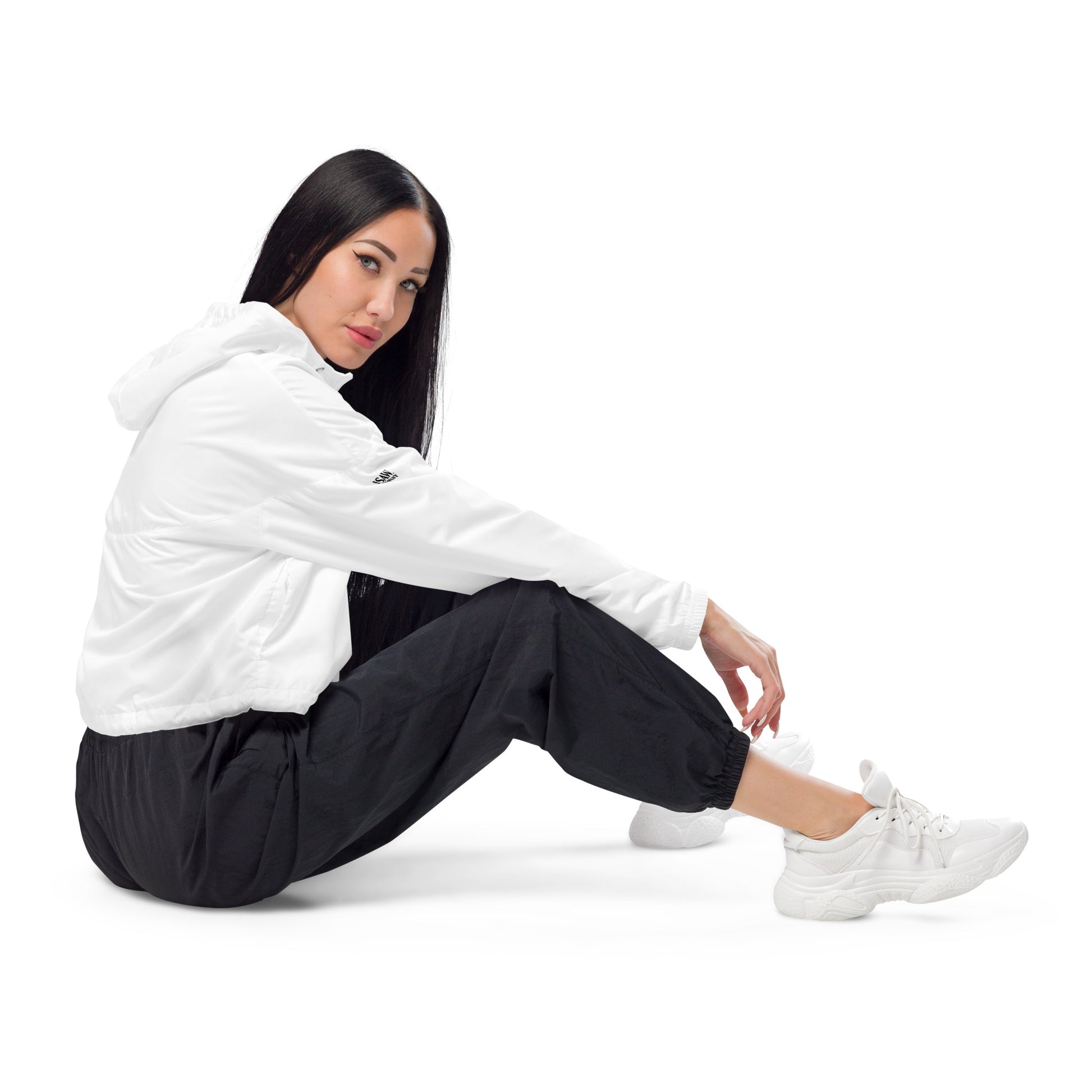 iSAW Womens White Cropped Windbreaker - iSAW Company