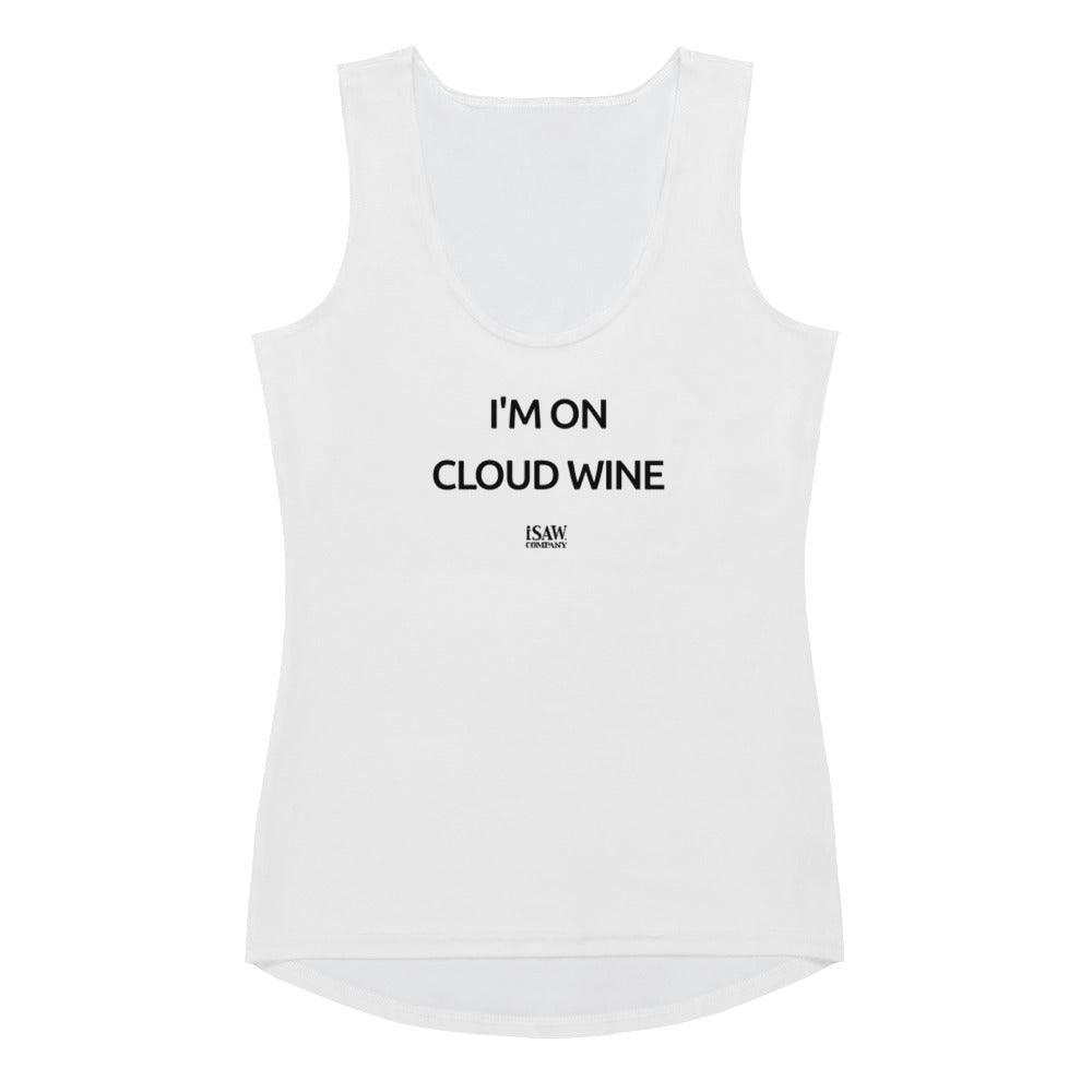 I'm On Cloud Wine - Womens White Tank Top