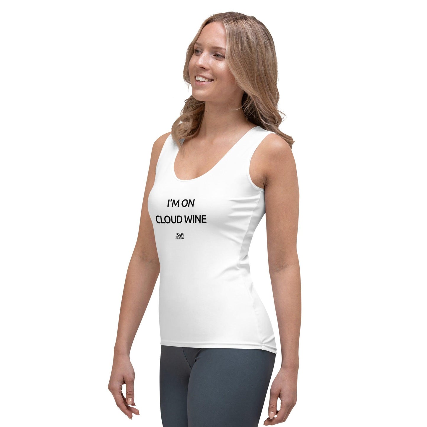 I'm On Cloud Wine - Womens White Tank Top