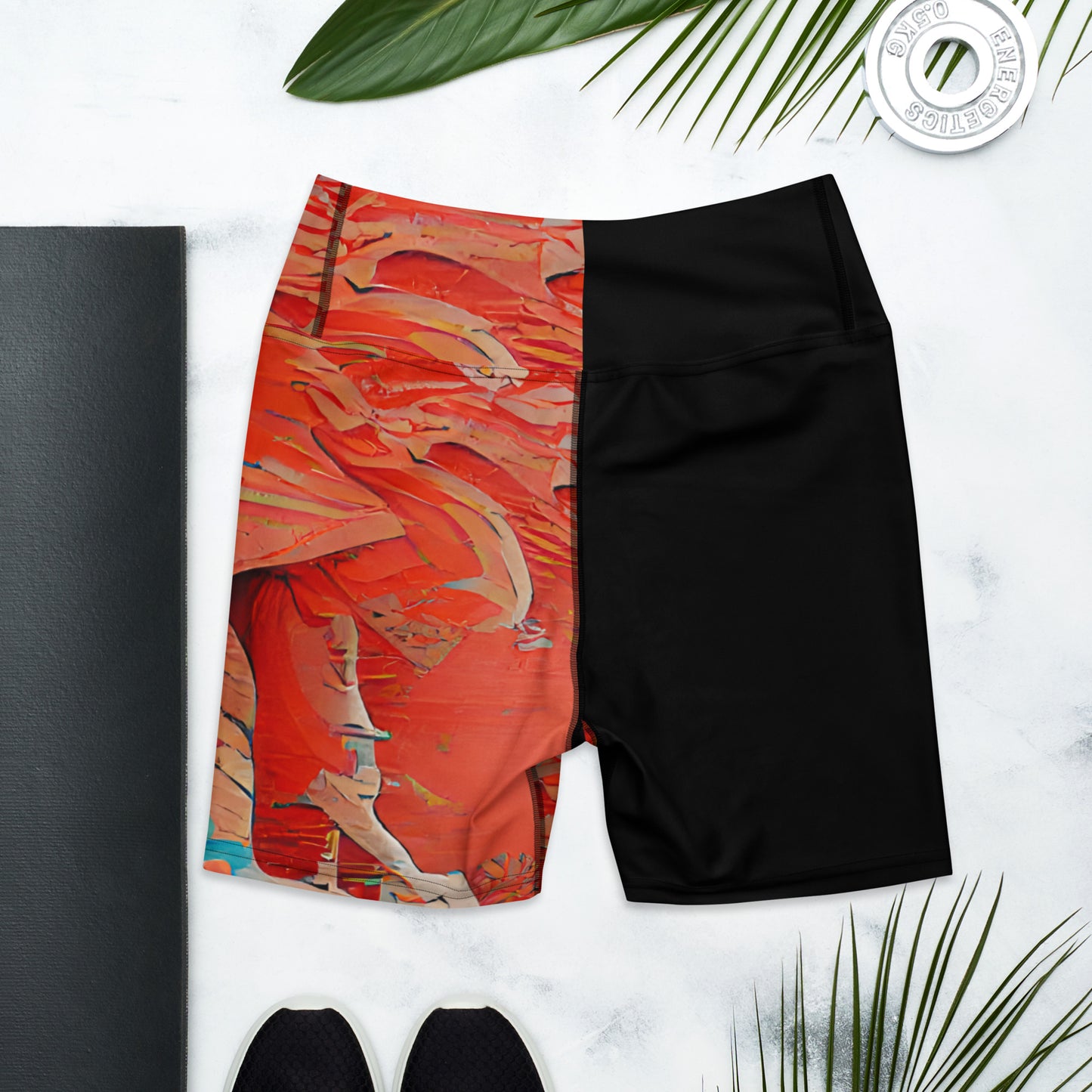 Half Black Half Hónghǎi - Womens Yoga Shorts - iSAW Company