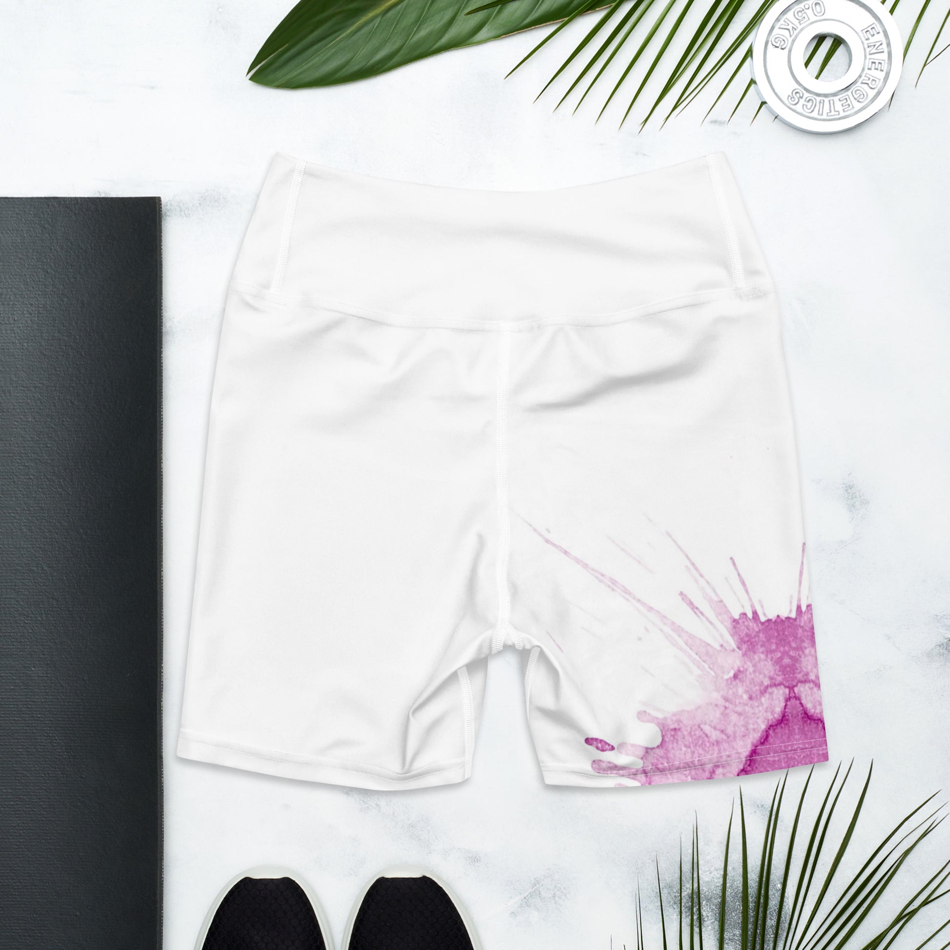 Watercolour Pink Splash - Womens Yoga Shorts - iSAW Company