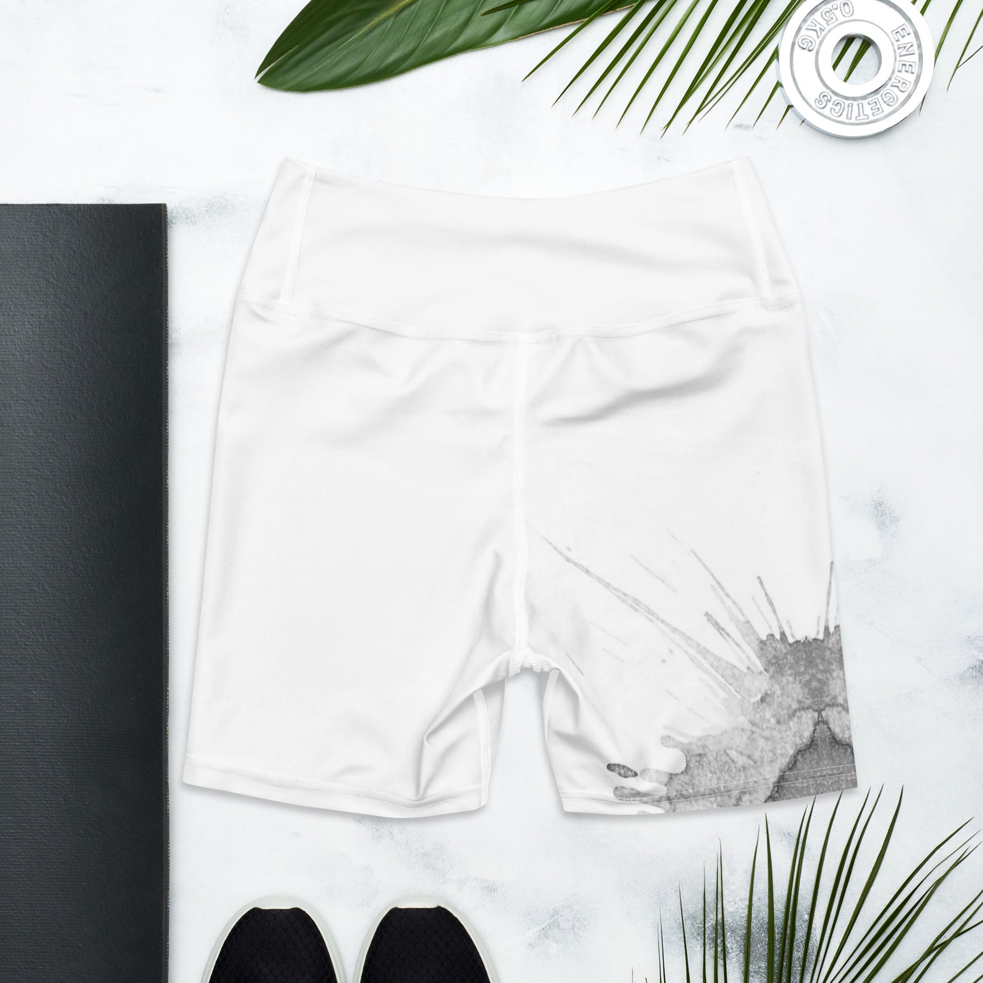 Watercolour Grey Splash - Womens Yoga Shorts - iSAW Company