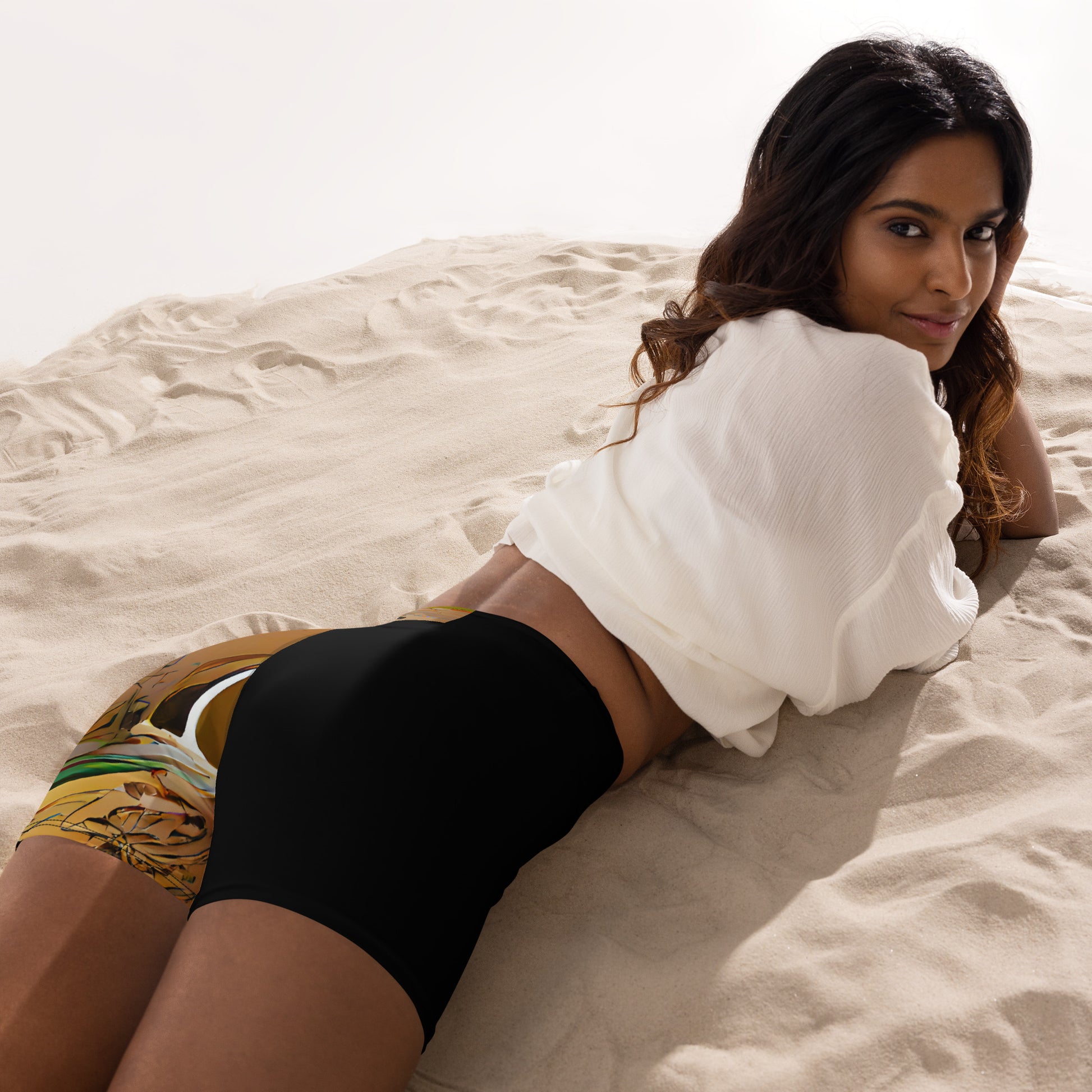 Half Black Half Gāolàng - Womens Yoga Shorts - iSAW Company