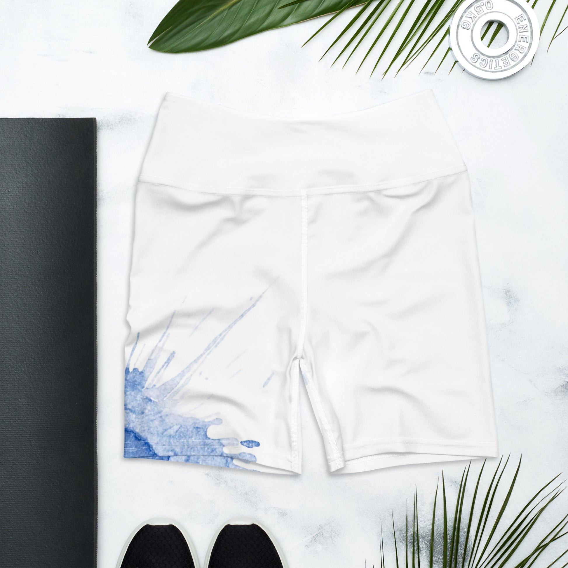 Watercolour Blue Splash - Womens Yoga Shorts - iSAW Company
