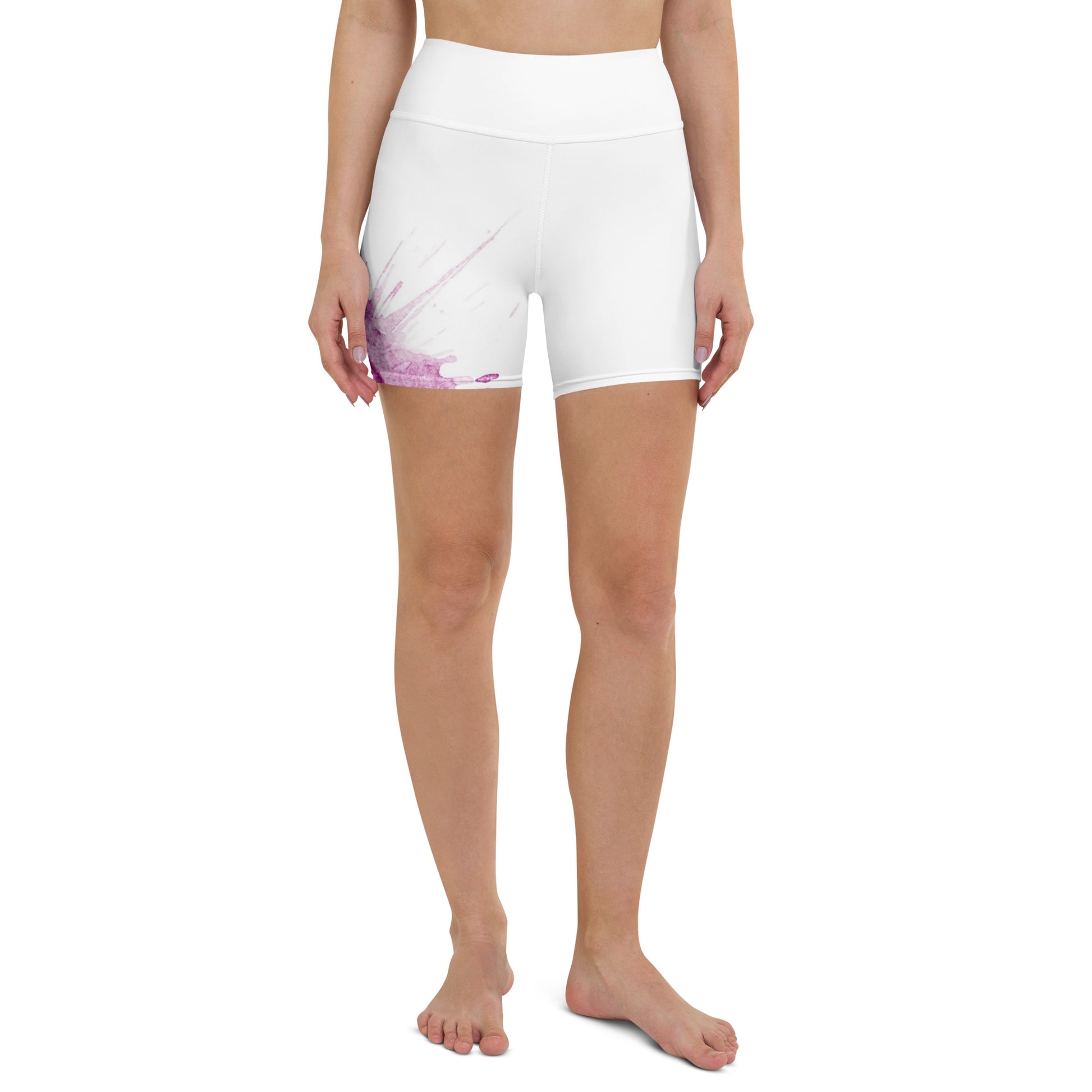 Watercolour Pink Splash - Womens Yoga Shorts - iSAW Company