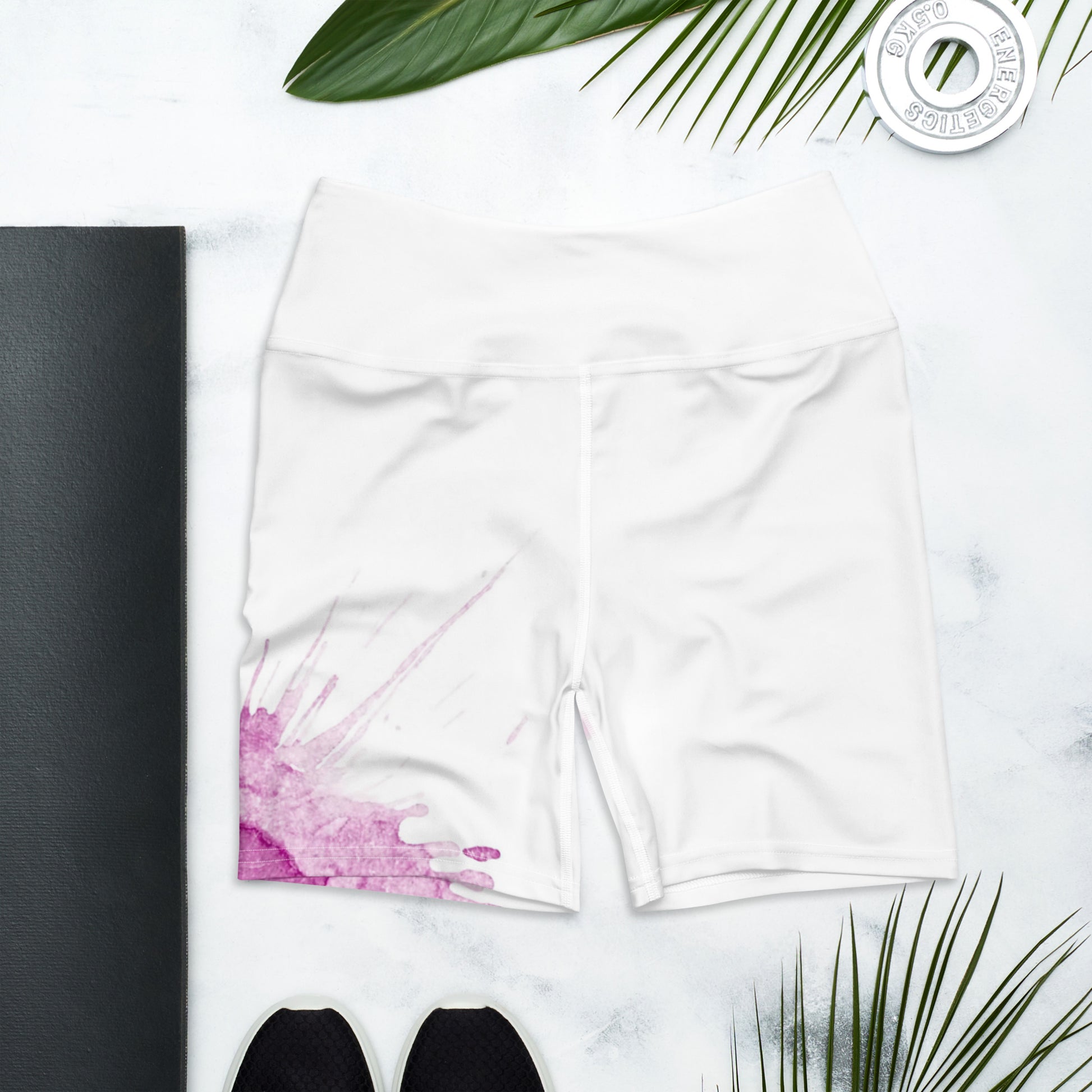 Watercolour Pink Splash - Womens Yoga Shorts - iSAW Company