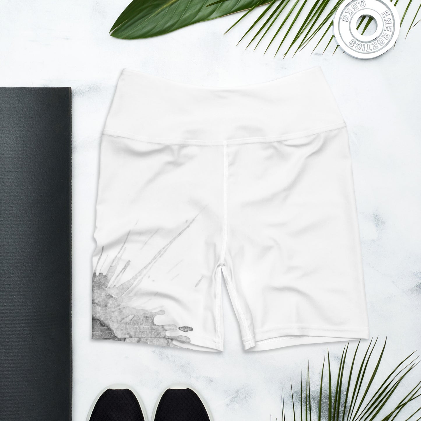 Watercolour Grey Splash - Womens Yoga Shorts - iSAW Company