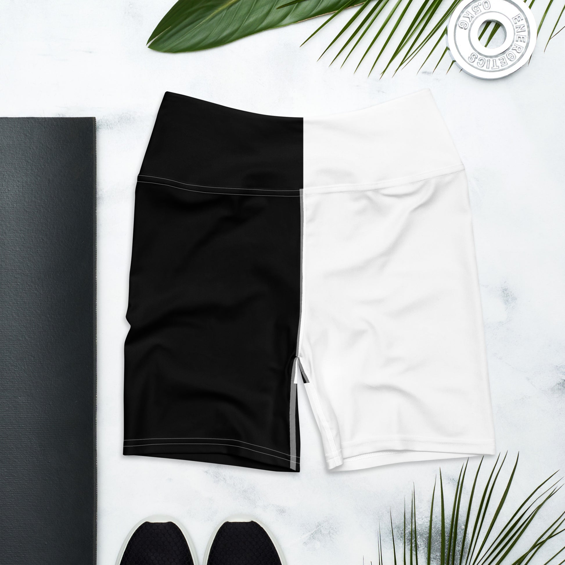 Half Black Half White - Womens Yoga Shorts - iSAW Company