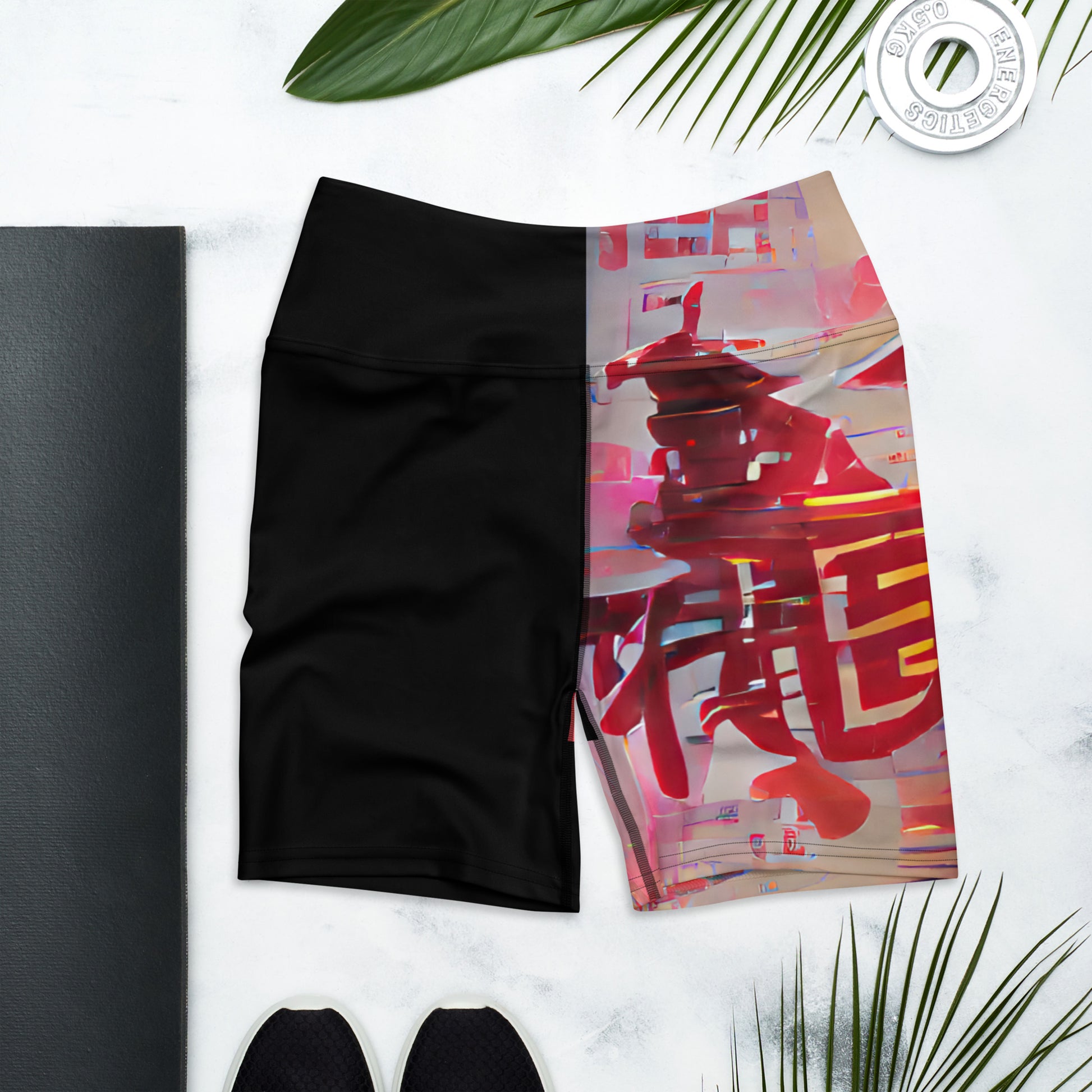 Half Black Half Báijiǔ - Womens Yoga Shorts - iSAW Company