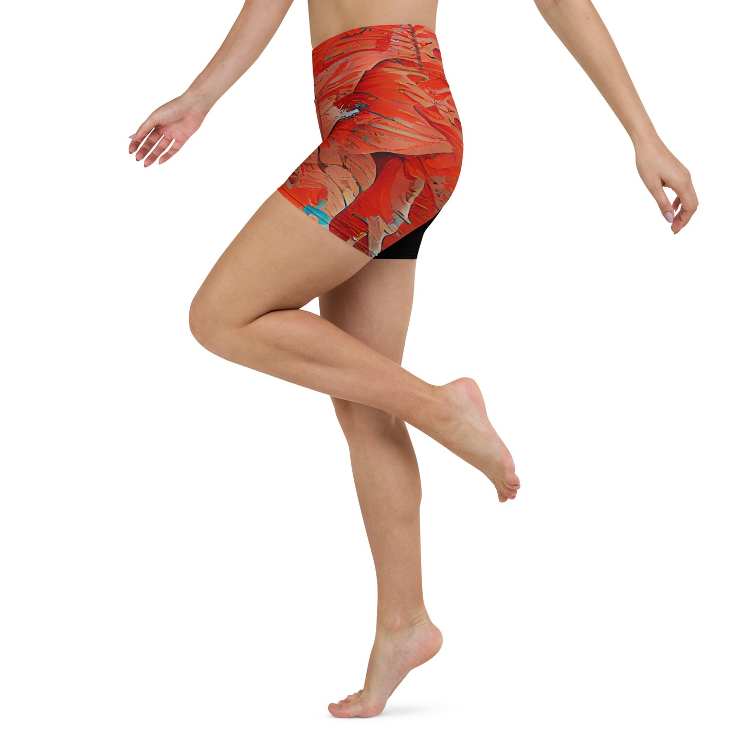 Half Black Half Hónghǎi - Womens Yoga Shorts - iSAW Company
