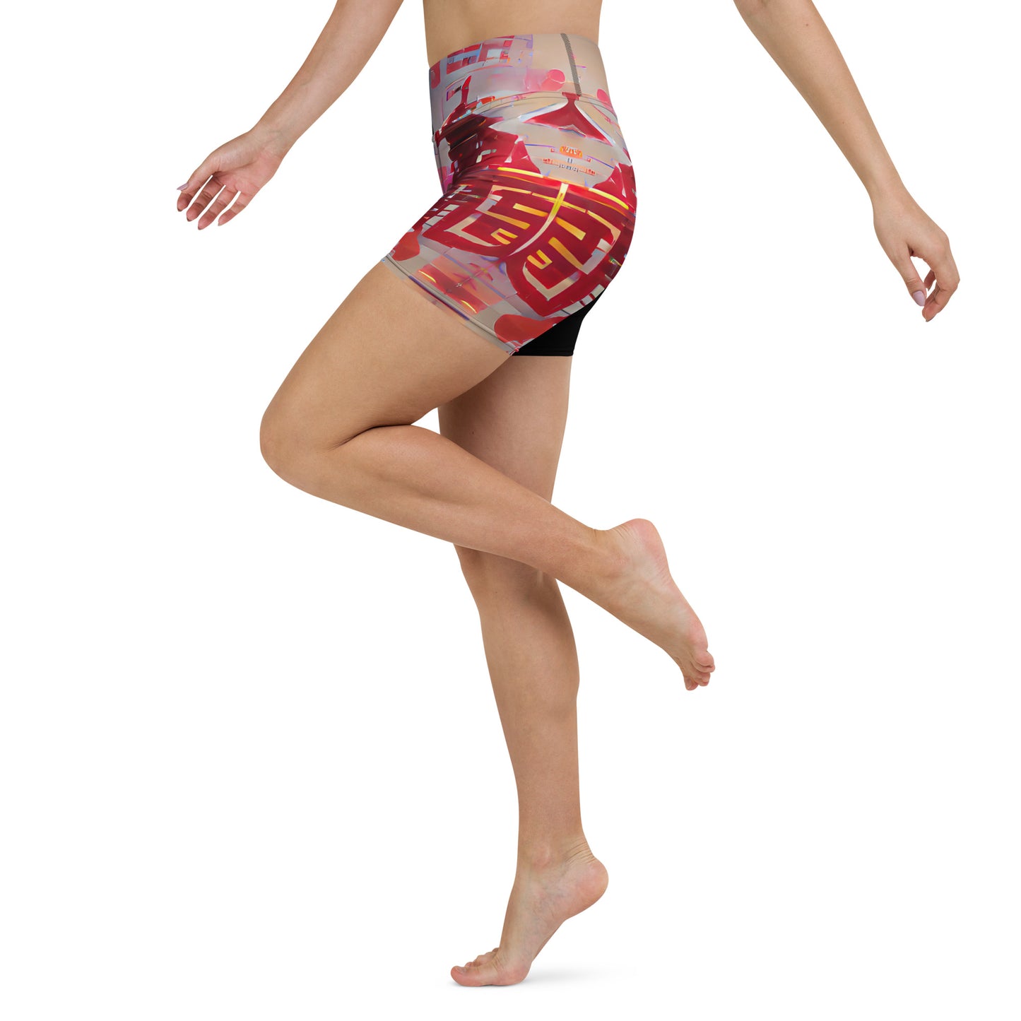 Half Black Half Báijiǔ - Womens Yoga Shorts - iSAW Company