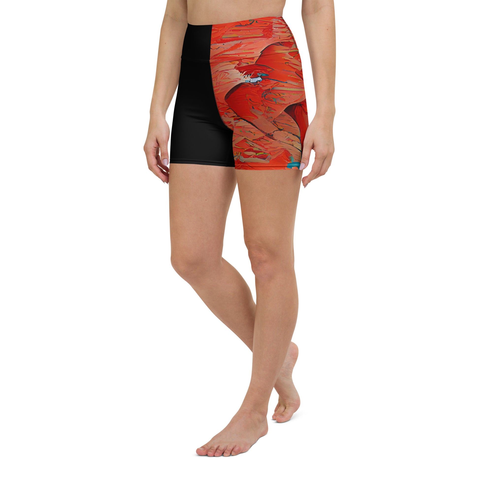 Half Black Half Hónghǎi - Womens Yoga Shorts - iSAW Company