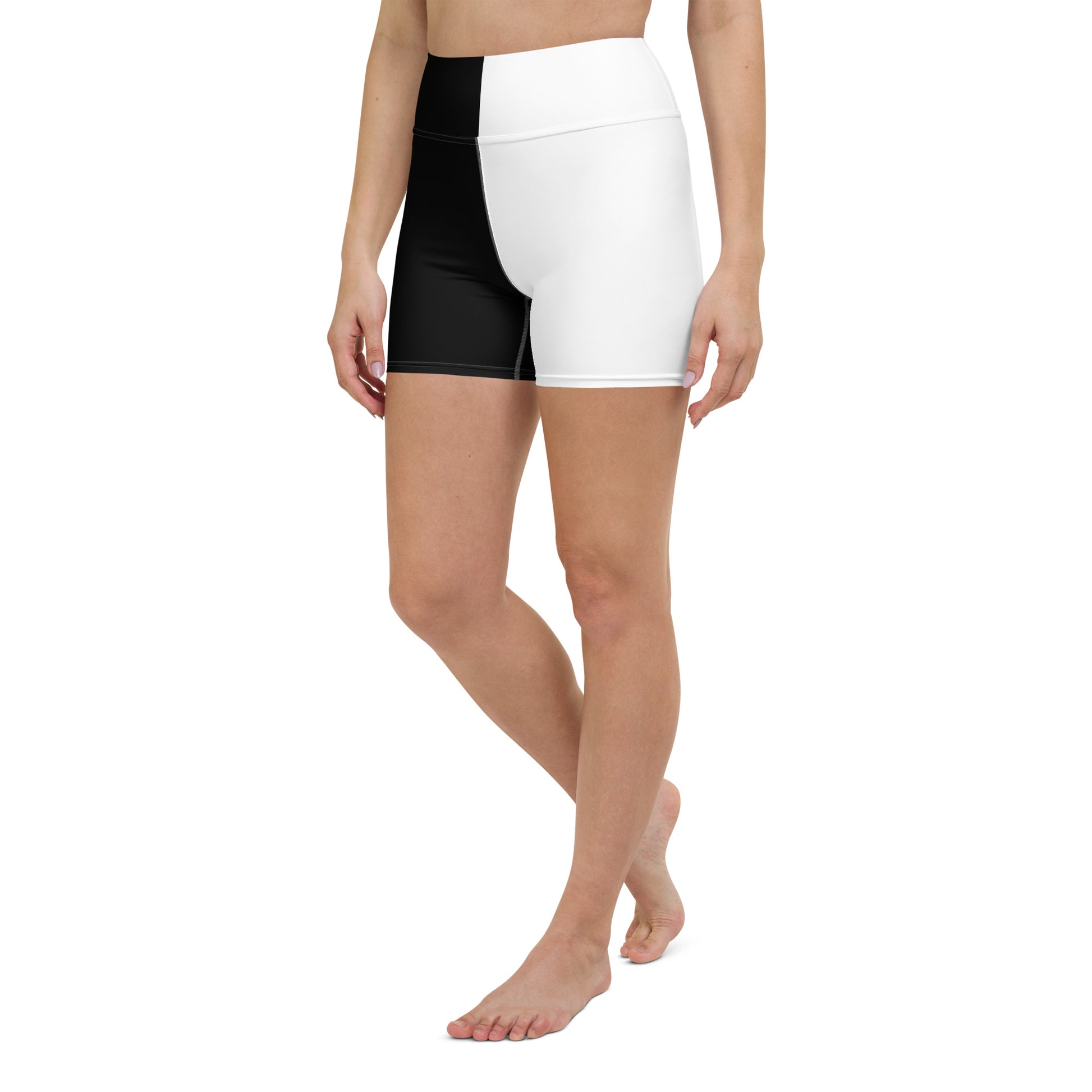 Half Black Half White - Womens Yoga Shorts - iSAW Company