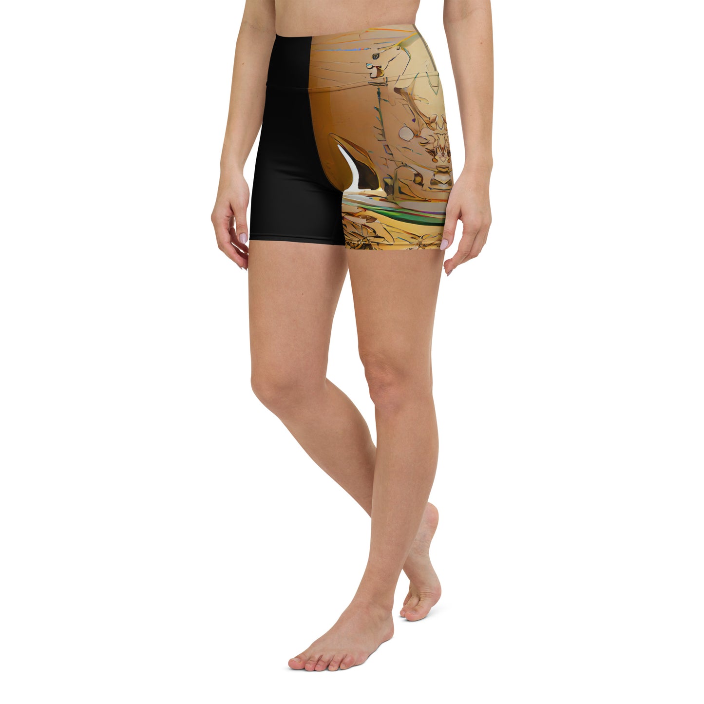 Half Black Half Gāolàng - Womens Yoga Shorts - iSAW Company