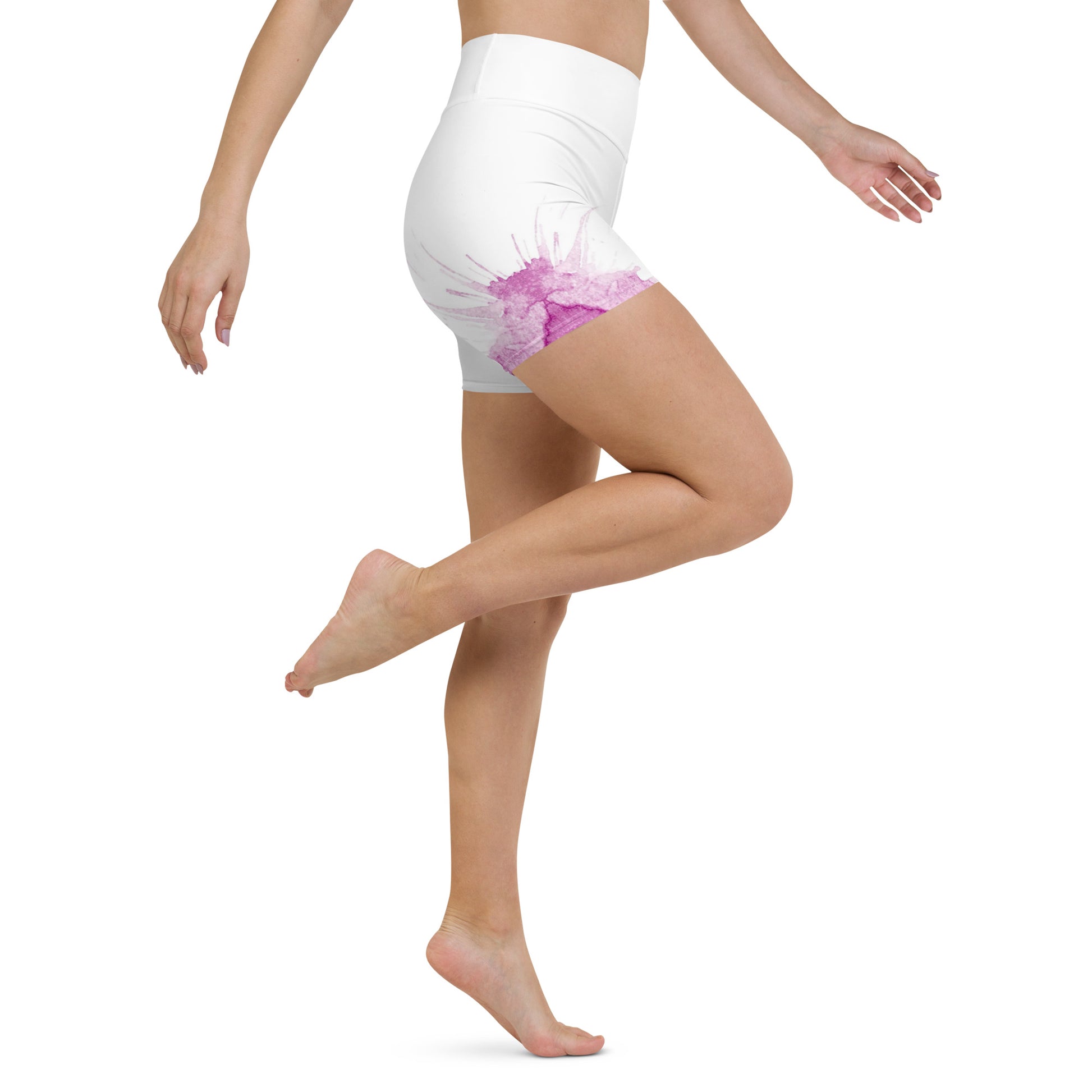 Watercolour Pink Splash - Womens Yoga Shorts - iSAW Company