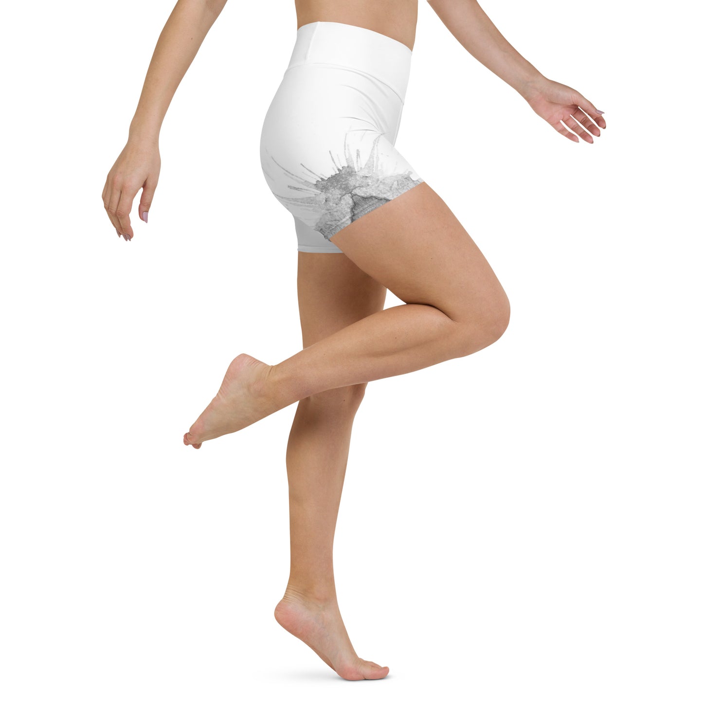 Watercolour Grey Splash - Womens Yoga Shorts - iSAW Company