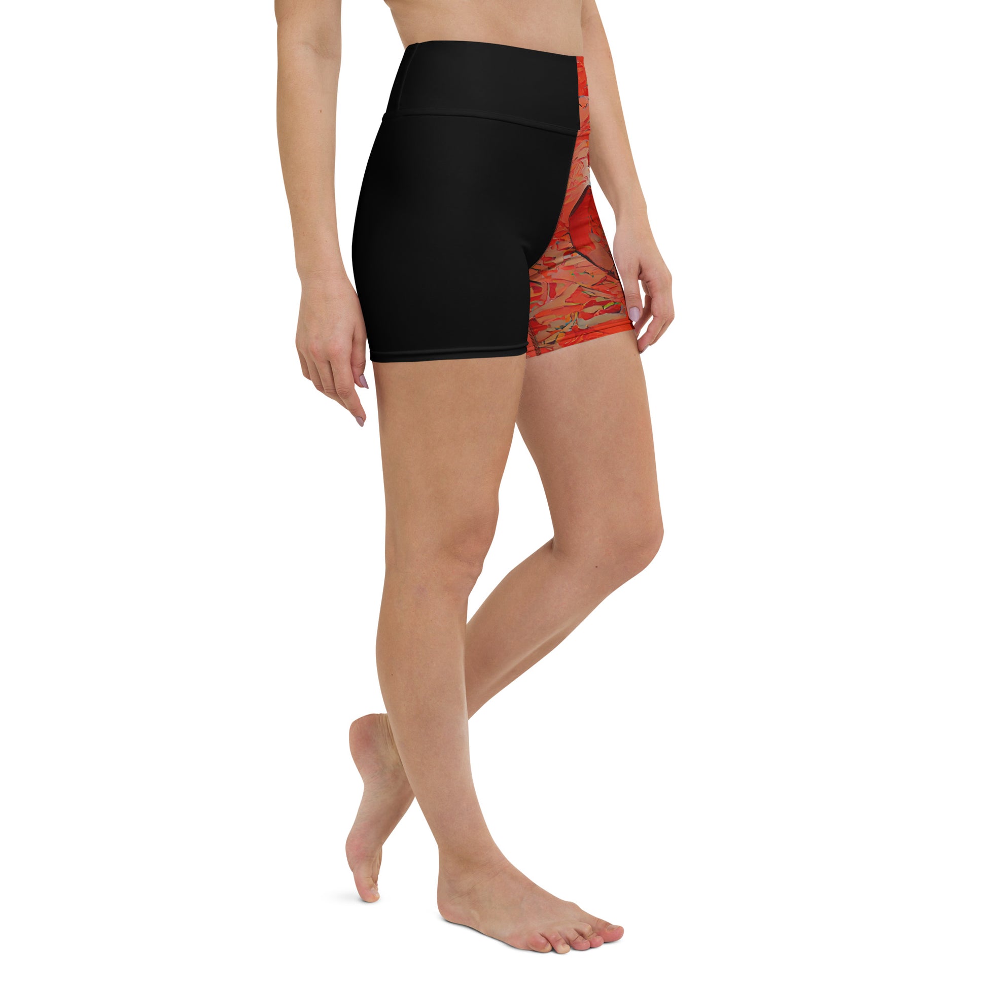 Half Black Half Hónghǎi - Womens Yoga Shorts - iSAW Company